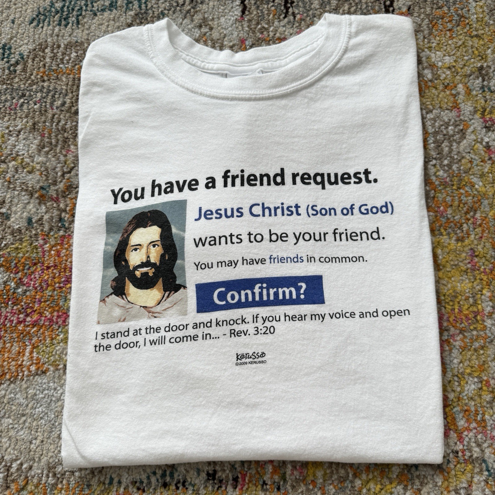 Sz XL – Vintage Y2K Jesus Tee – Facebook Friend Request Jesus Shirt – Kerusso