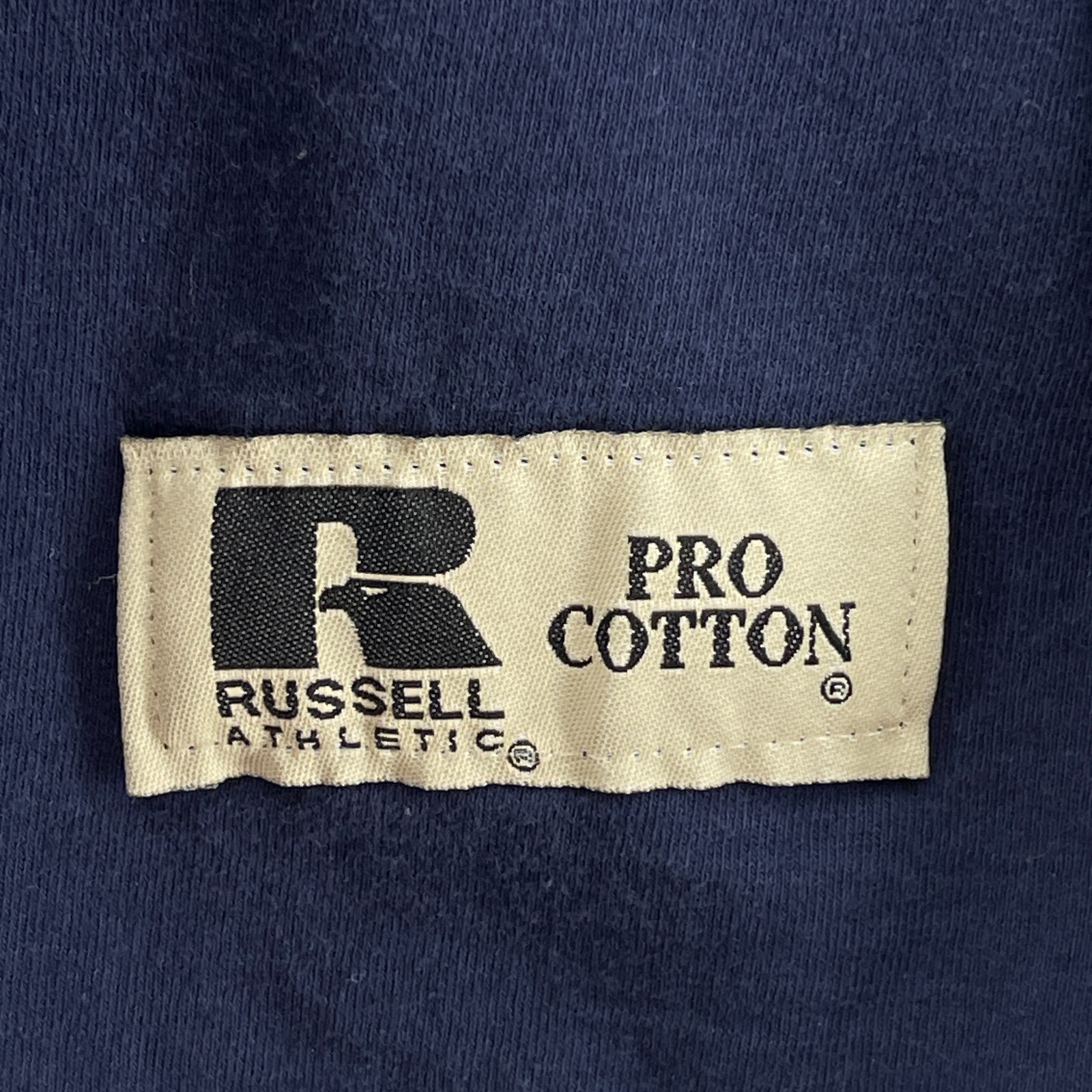 RUSSELL ATHLETIC Shirt Mens XL Pro Cotton Y2K Long Sleeve Tee Mock Neck Blue VTG
