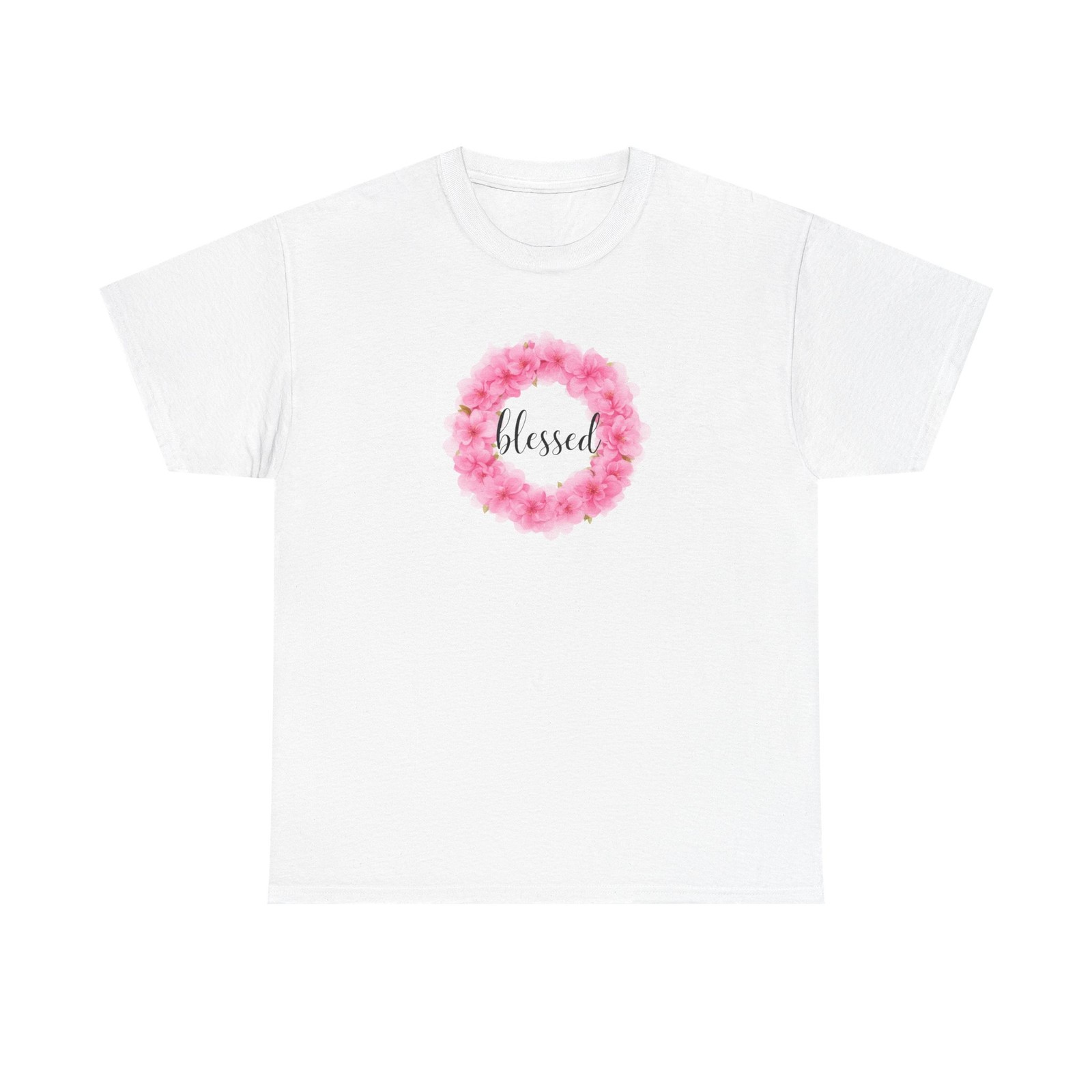 Pink Watercolor Blessed Floral Wreath Tee | T-Shirt