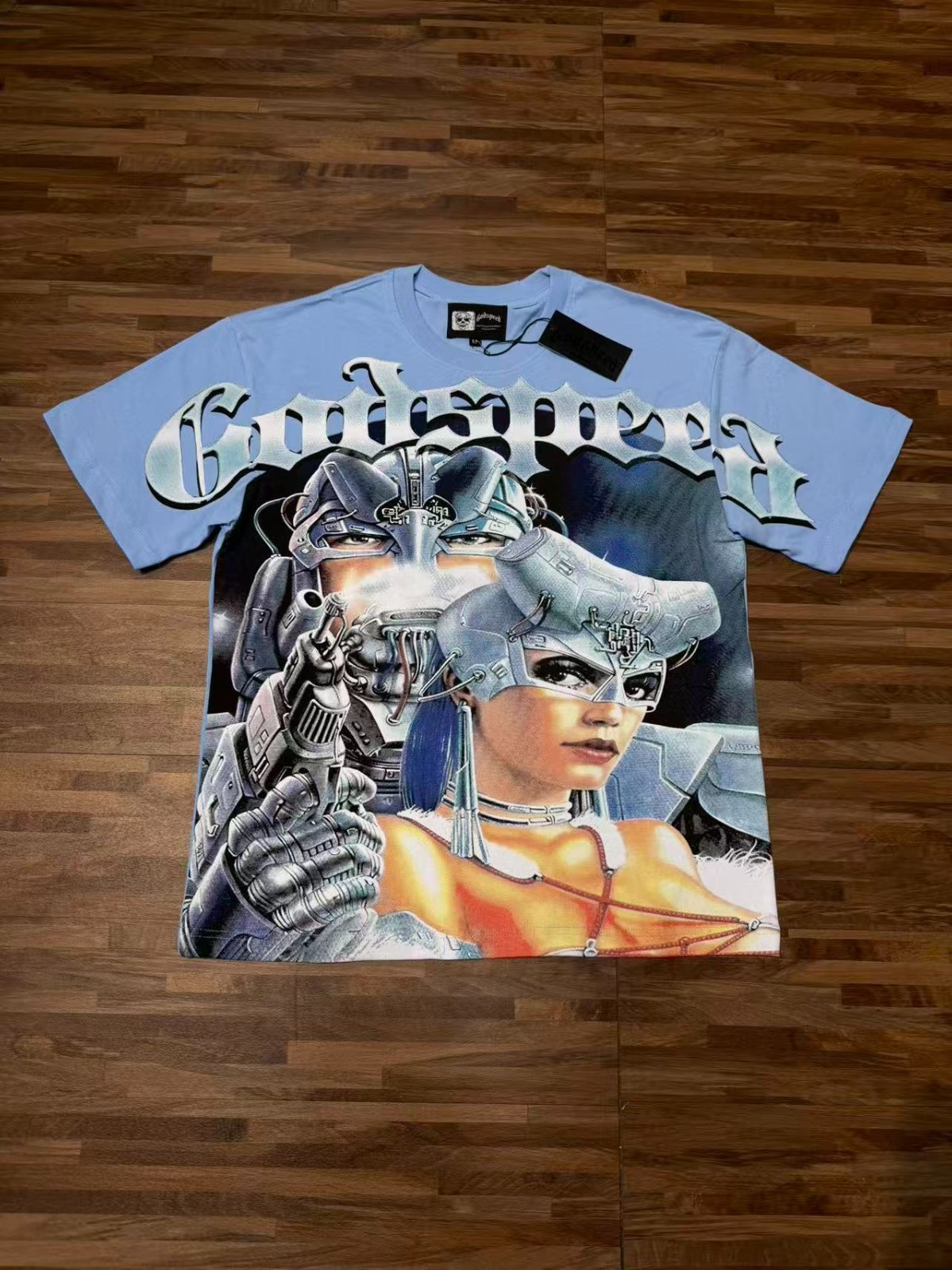 Summer NEW Godspeed Iron Armor Anime Characters printing Tee Mens T-shirt