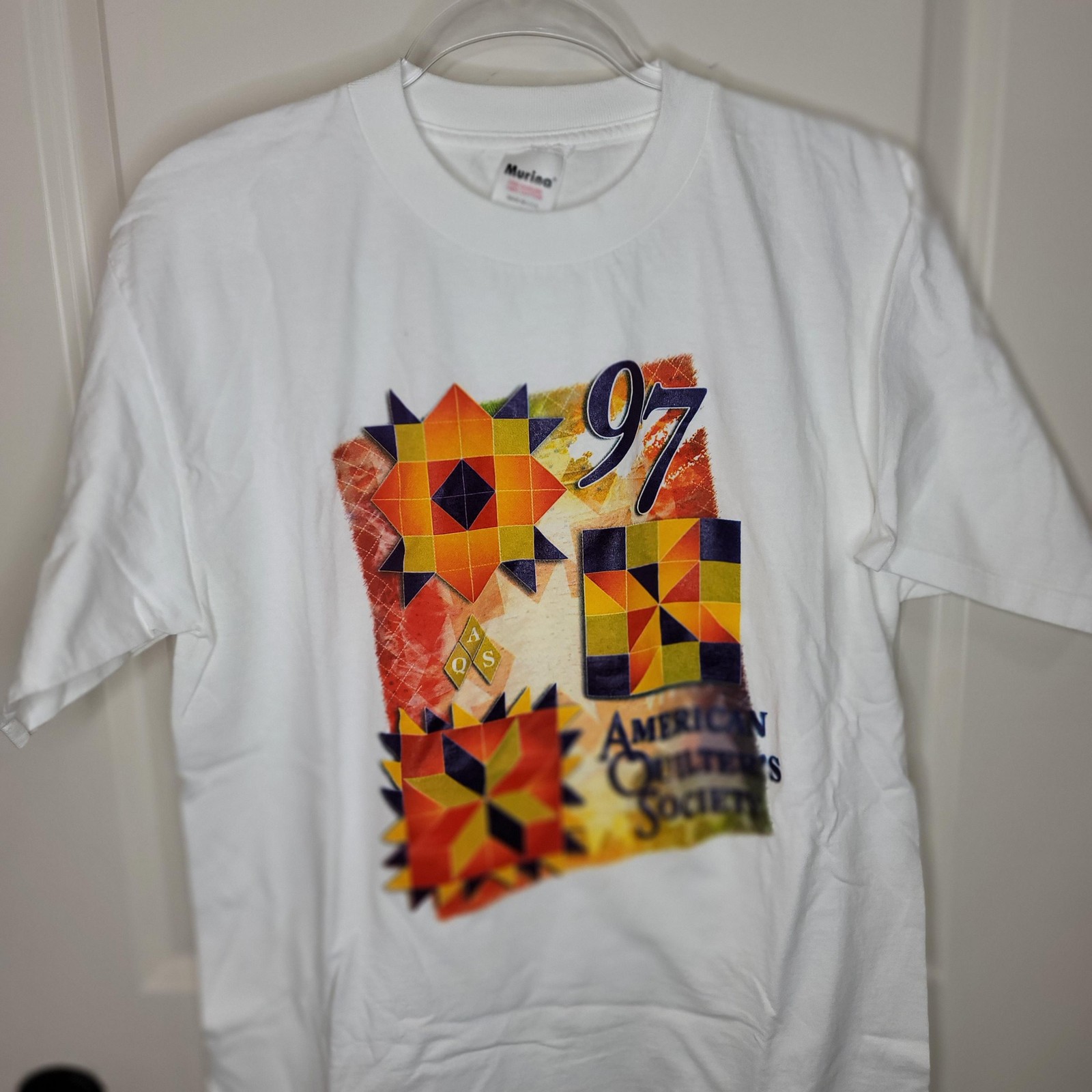 Murina Shirt Mens L White American Quilters Society 97 Quilting Graphic Tee