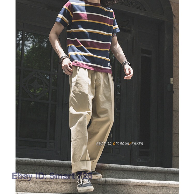 NON STOCK Ivy League Striped Crew Neck T Shirts Preppy Style Men&rsquo;s Casual Tee