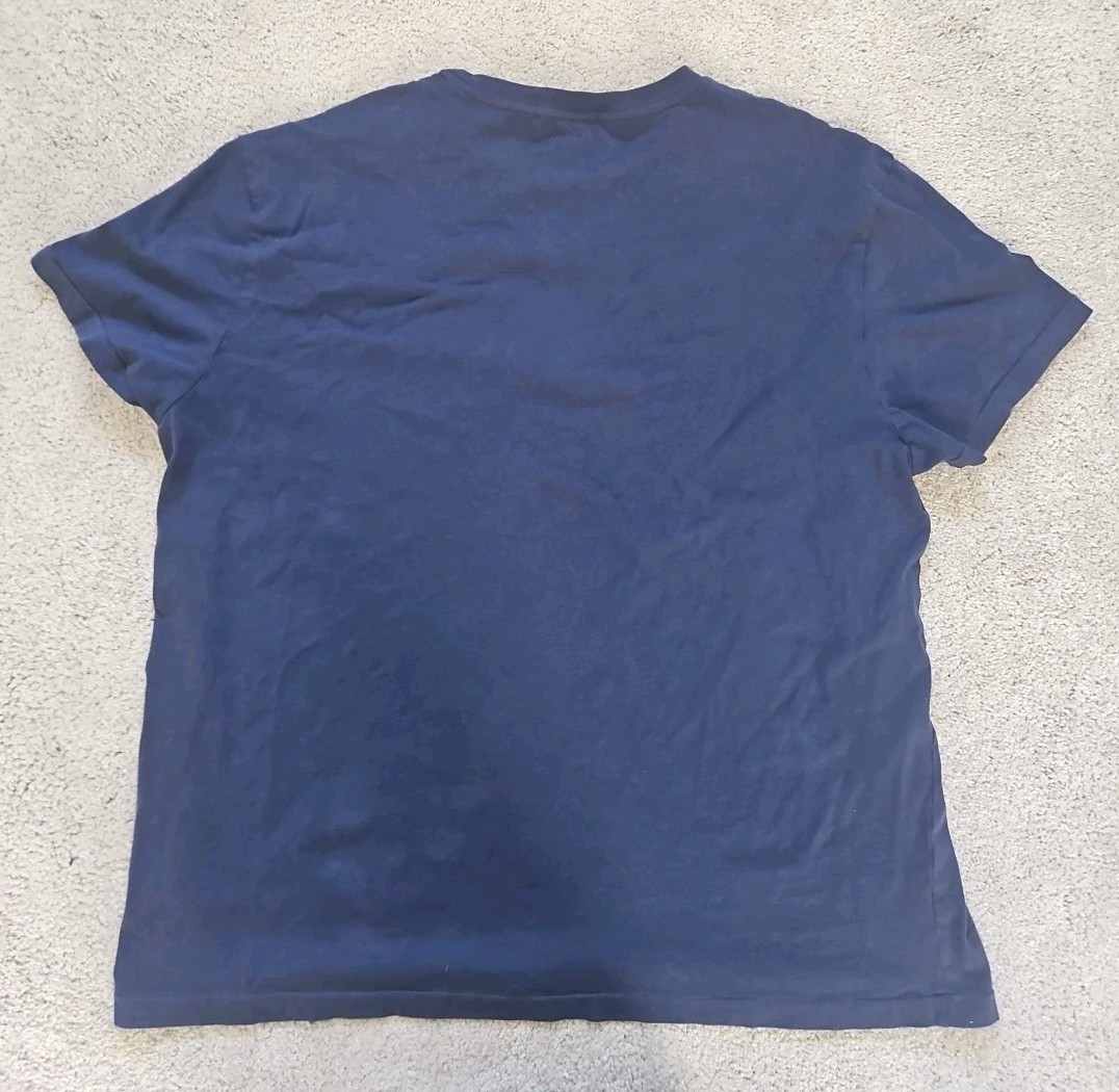 Polo Ralph Lauren T-shirt Mens Size XL Blue Patchwork Crew Blue SS Logos