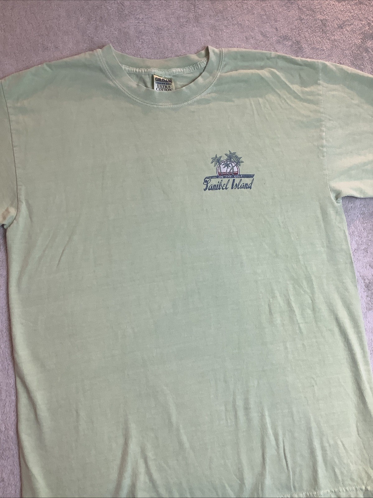 Mens Tropical Graphic Short Sleeve Lime Green Crew Neck T-shirt Large