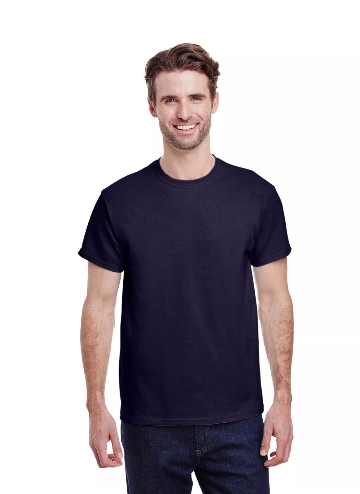 Gildan Men&rsquo;s T-Shirt Heavy Cotton Short Sleeve Plain Blank Navy Tee Sz 2XL New