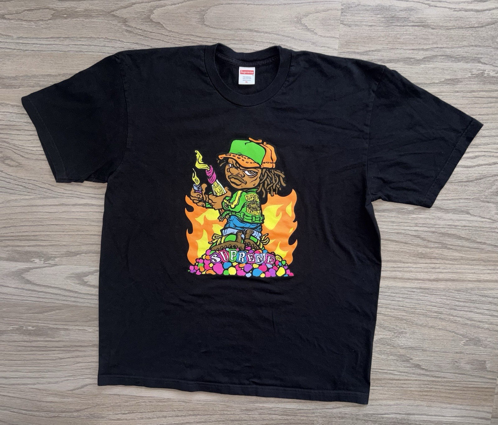 Supreme Molotov Kid Andy Howell Black T-Shirt Mens Size (XL) Streetwear SS19 USA
