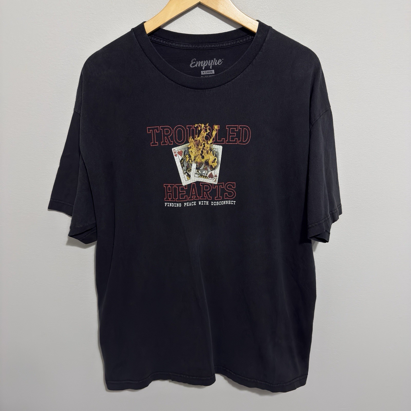 Empyre Graphic T-Shirt Grunge Flames Skate Size XL Y2K