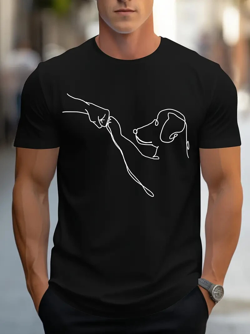 Men&rsquo;s Casual Fashion Dog Print Short Sleeve T-Shirt, Comfortable Versatile