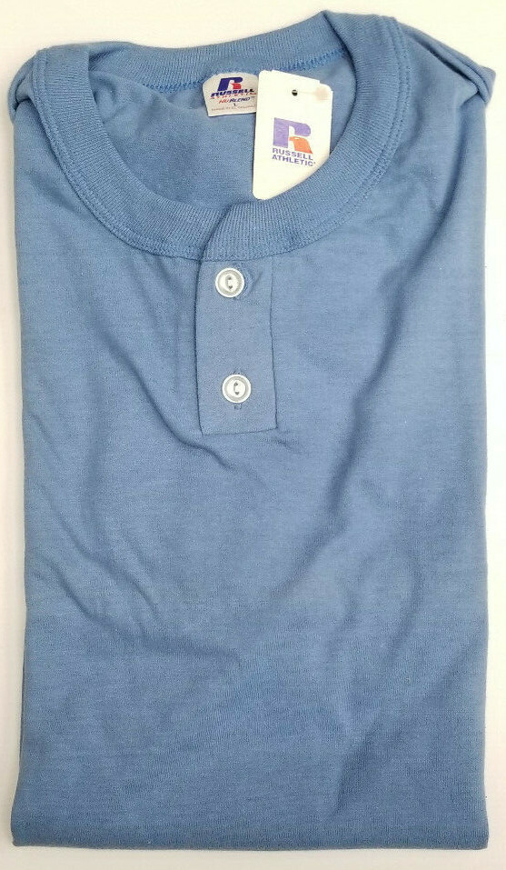 NEW Vintage Russell Athletic Blank 2 Button Henley T-shirt Mens El Salvador