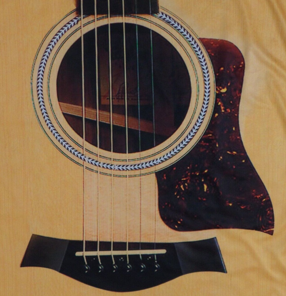 Men&rsquo;s Guitar t shirt from Garment One, XL, gold w/ black, silky synthetic knit