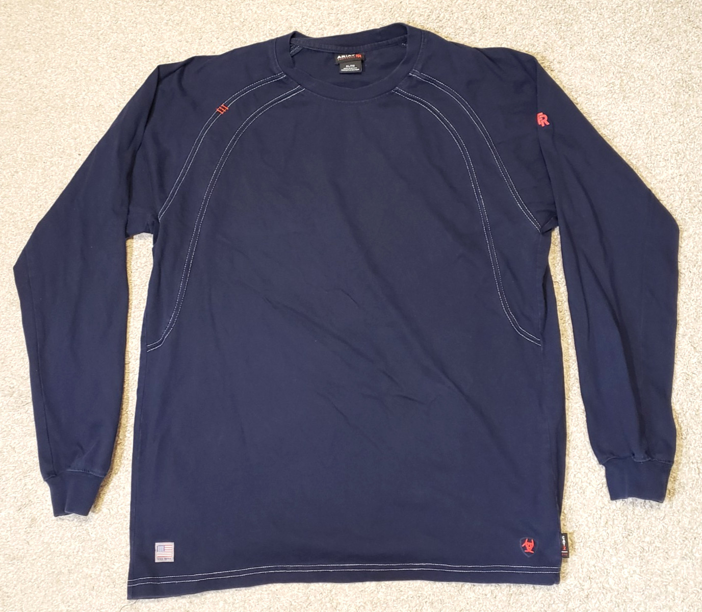 Ariat FR Work Shirt Crewneck Long Sleeve Navy Flame Resistant CAT2 2112 Men XL