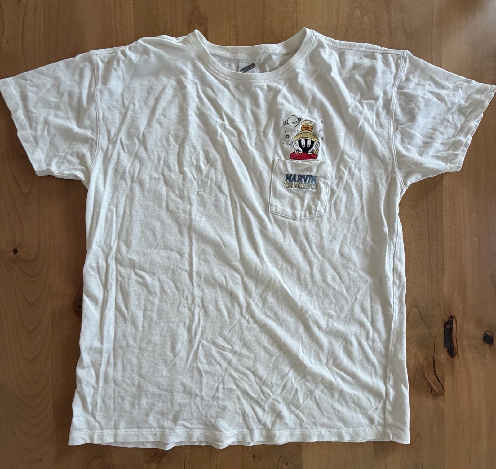Vintage 1999 Warner Bros Marvin the Martian Embroidered Pocket T-Shirt