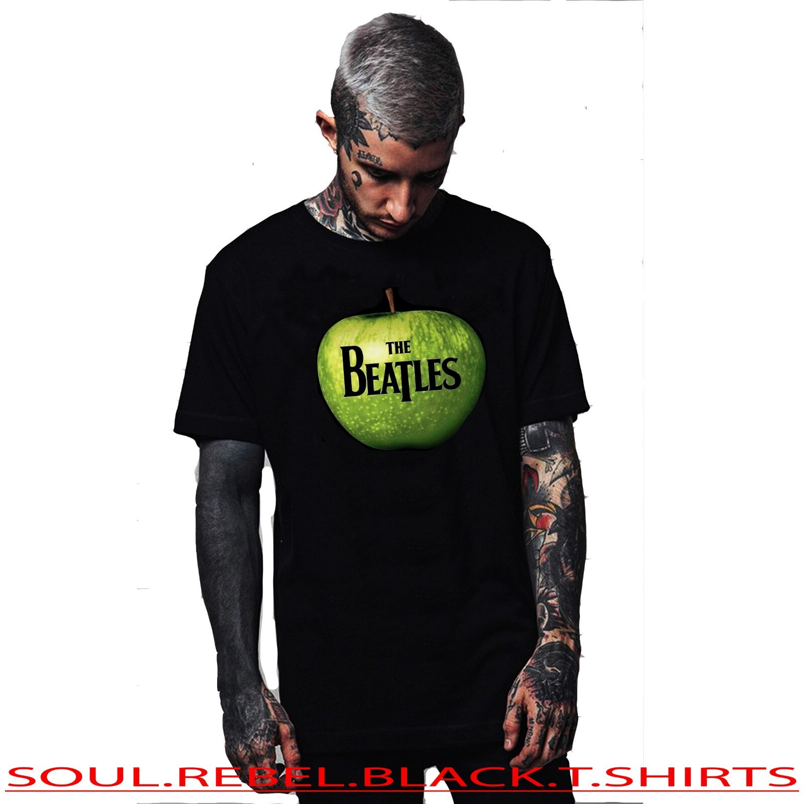 THE BEATLES APPLE CLASSIC ROCK BLACK T SHIRTS MEN&rsquo;S SIZES