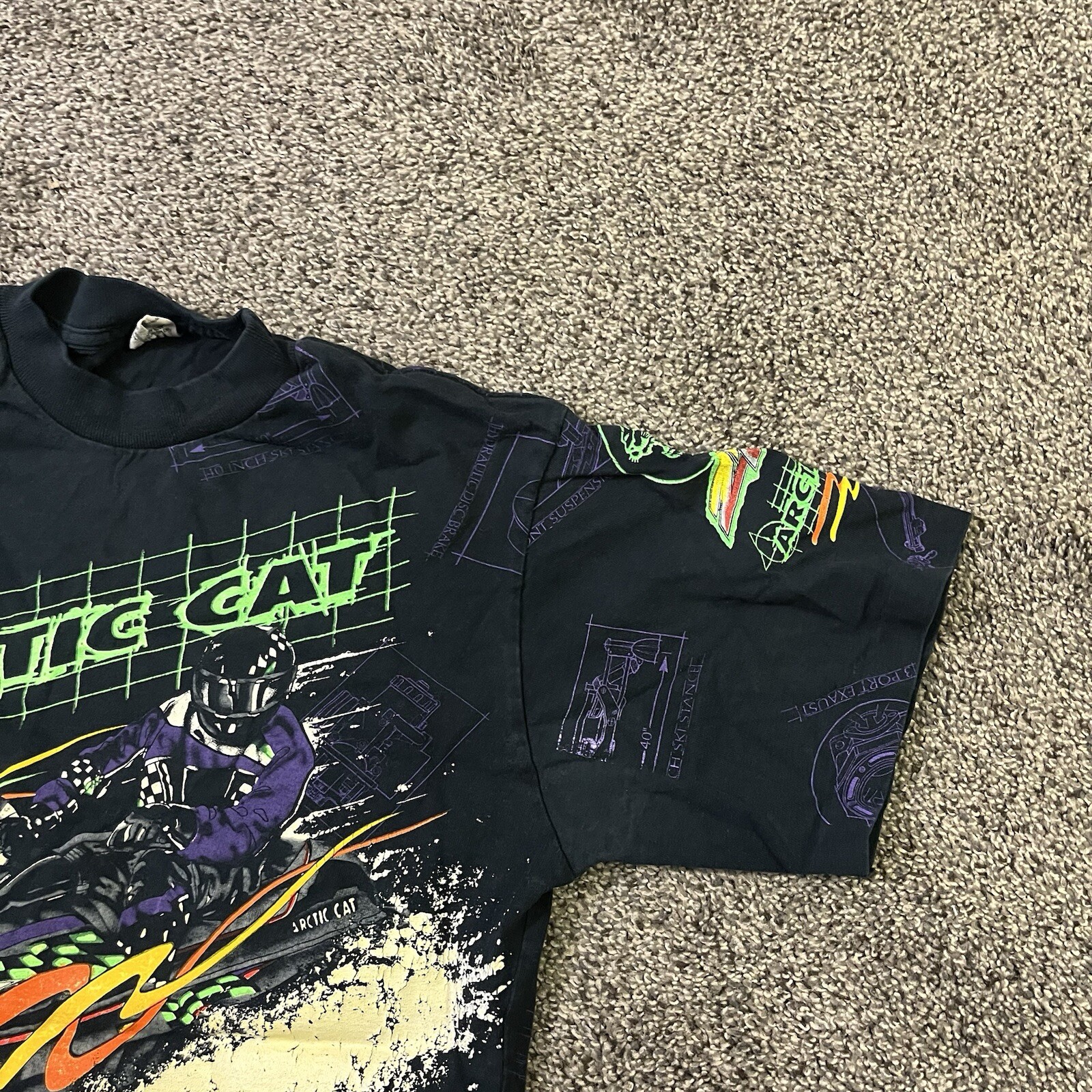 Vintage 1995 Arctic Cat ZR Snowmobile Racing AOP Shirt USA Sz M Single Stitch