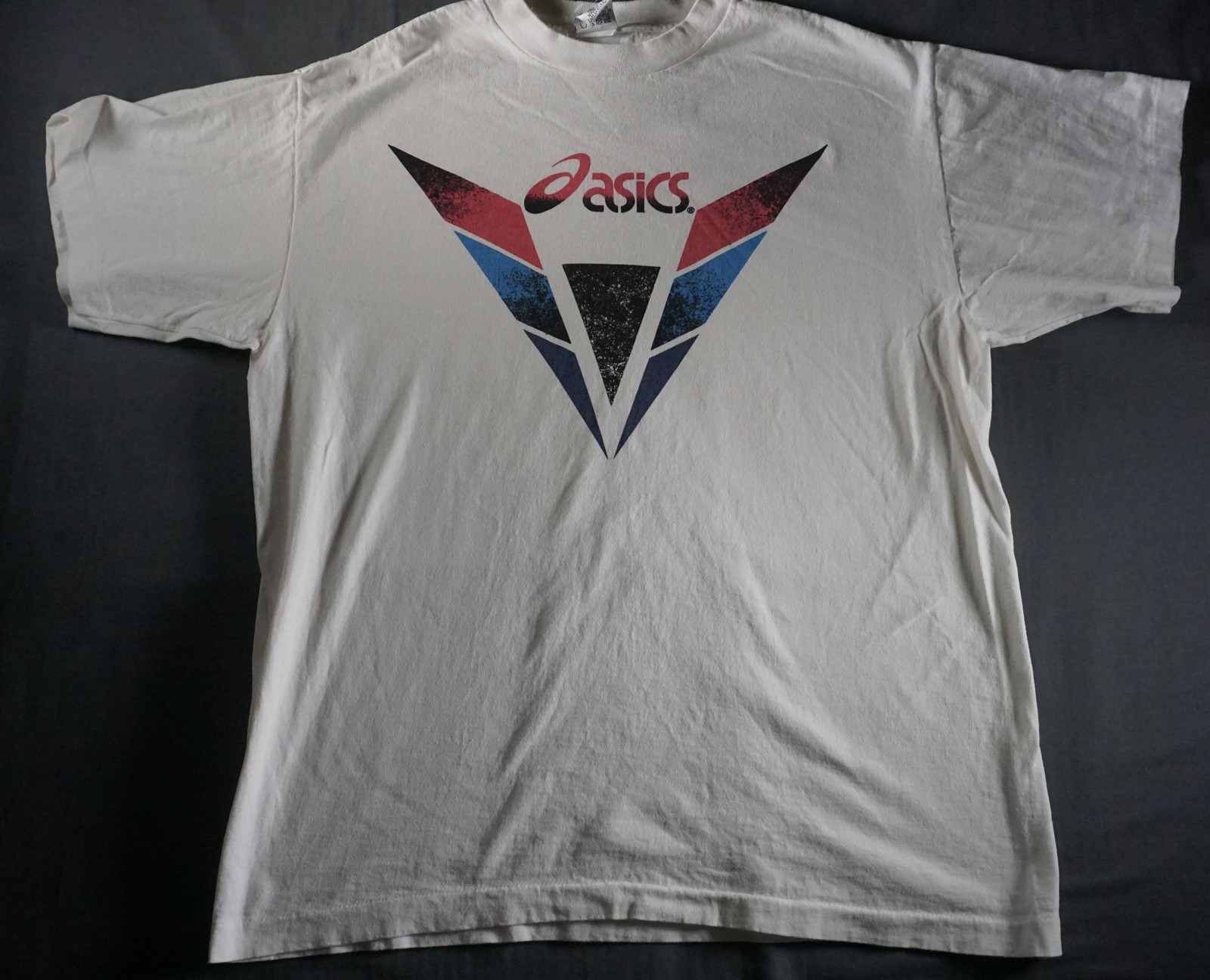 Vintage Asics Shirt Mens XL White Made USA Geometric Triangle Logo Graphic 90s