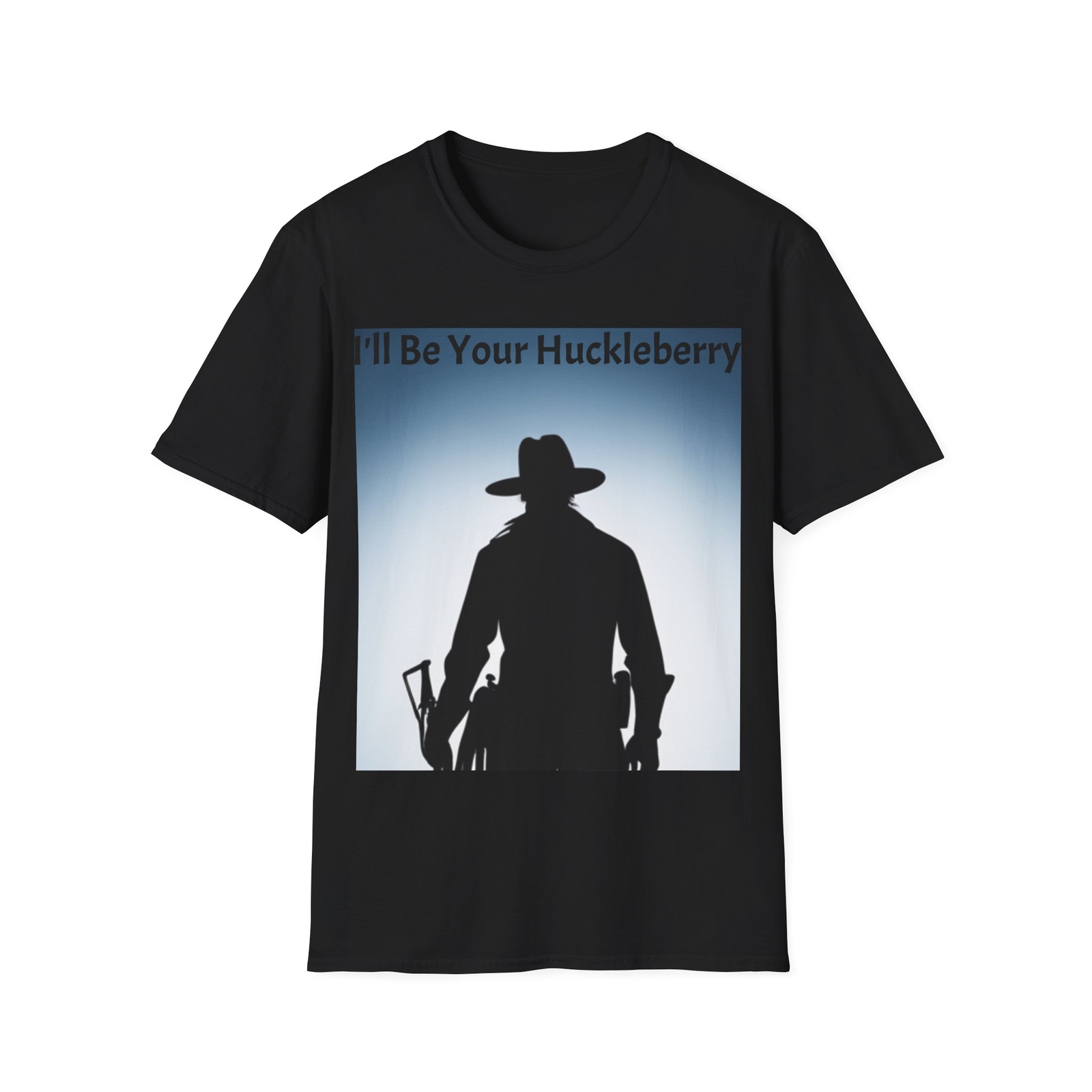 Mens Black TShirt Crewneck S M L XL XXL XXXL Cowboy I&rsquo;ll Be Your Huckleberry
