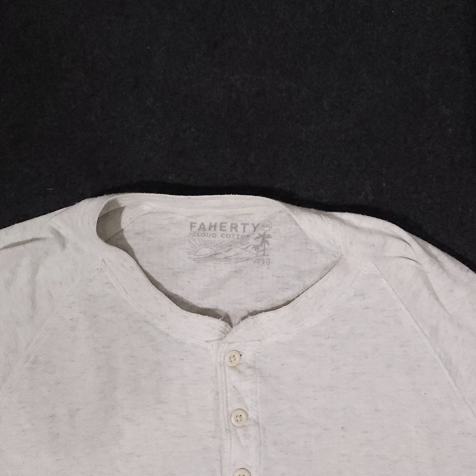 Faherty Cloud Cotton Henley Shirt Mens 2XL Gray Long Sleeve Pima Modal Casual