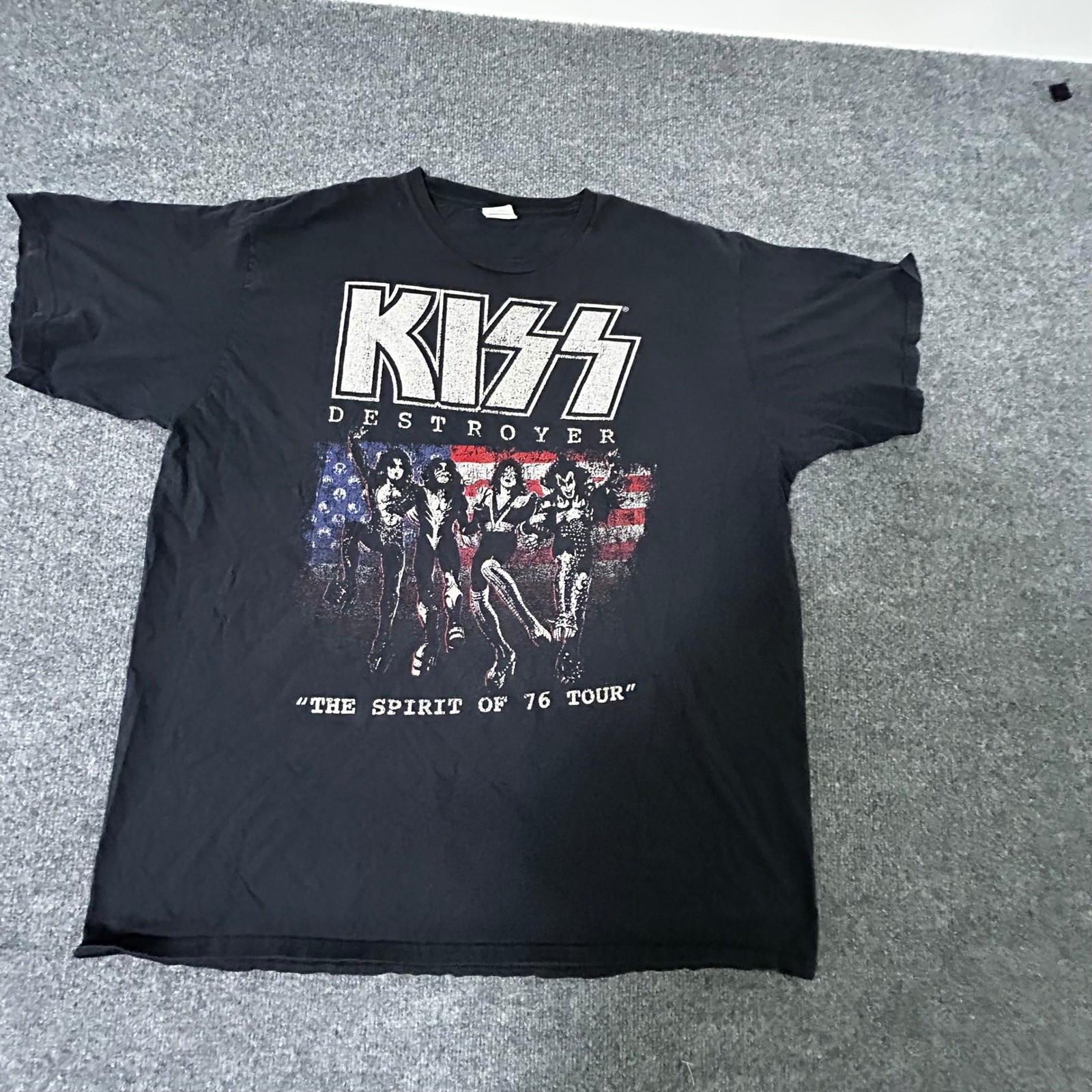 KISS T-Shirt Mens Size XL Black Destroyer Spirit of 76 Tour Graphic Rock Band