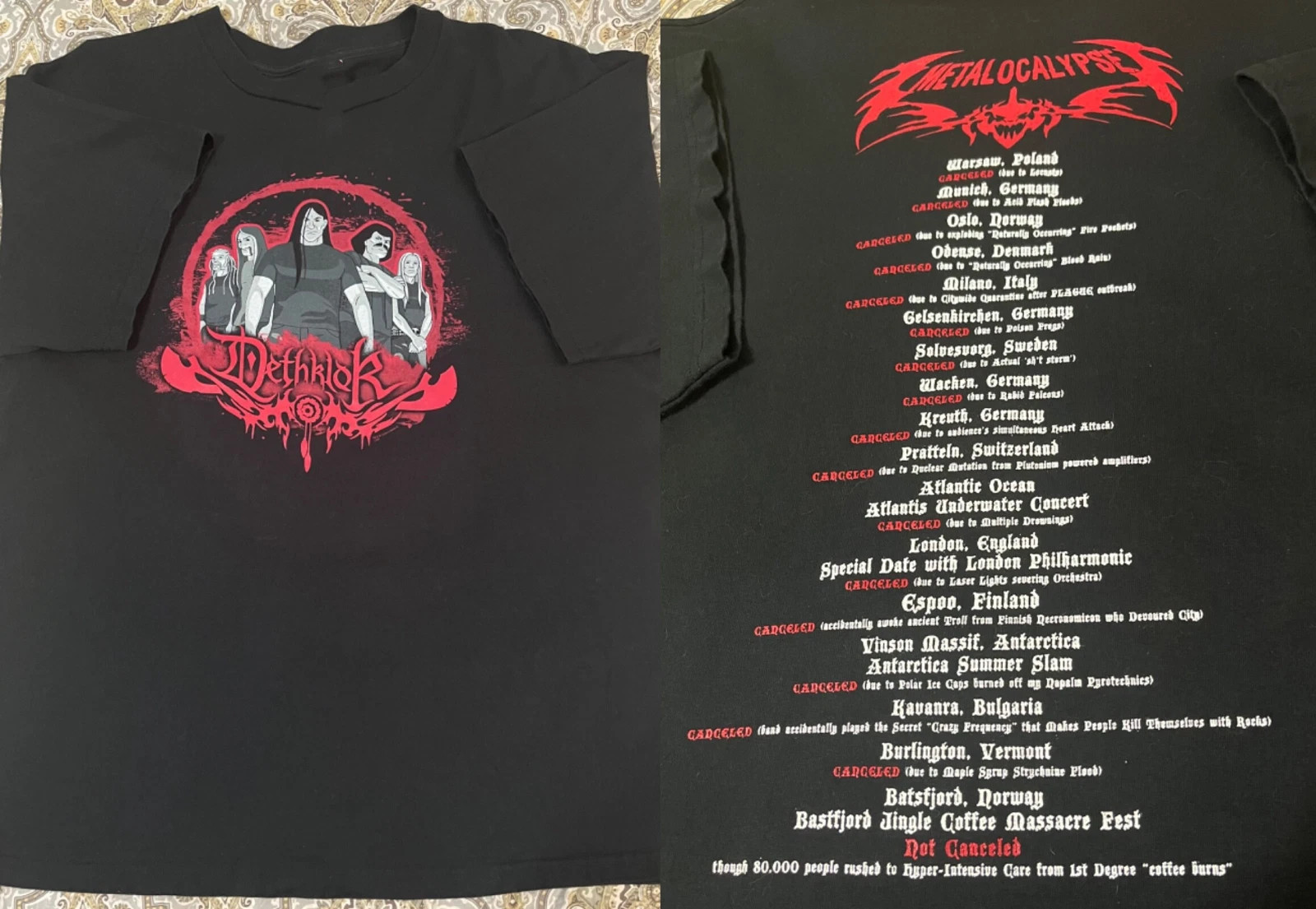 2008 Metalocalypse Dethklok Band TOur T Shirt Size S-5XL