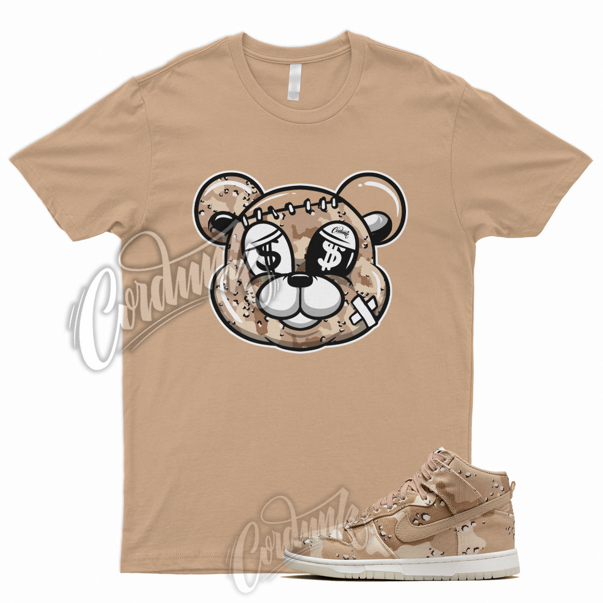 Tan STITCH T Shirt for Dunk High Desert Camo Hemp Sail Velvet Brown Pink 1