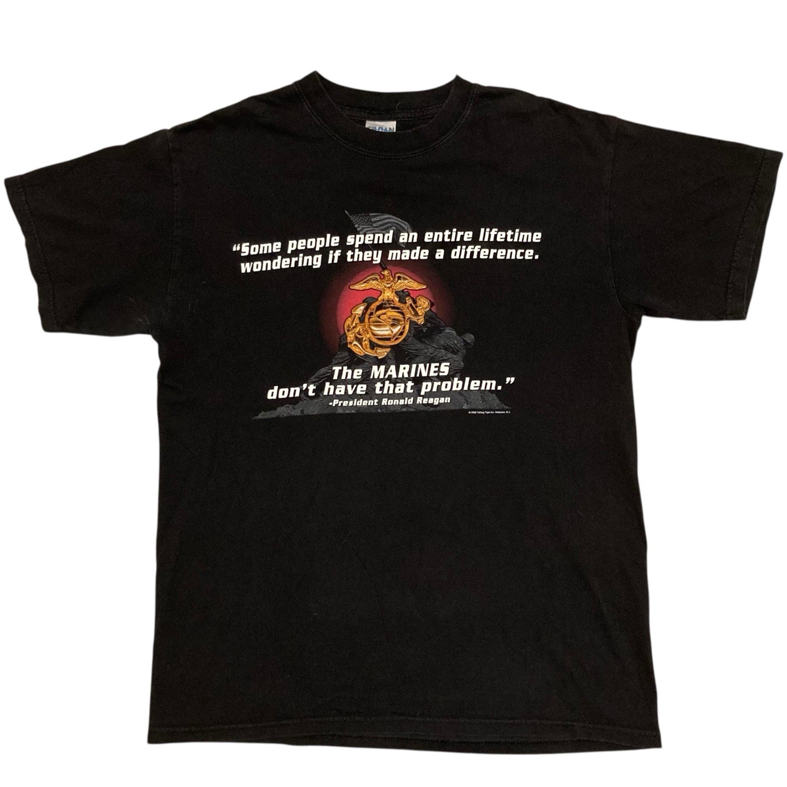 Vintage USMC US Marine Corps Ronald Reagan Quote T-Shirt Medium Y2K Gildan