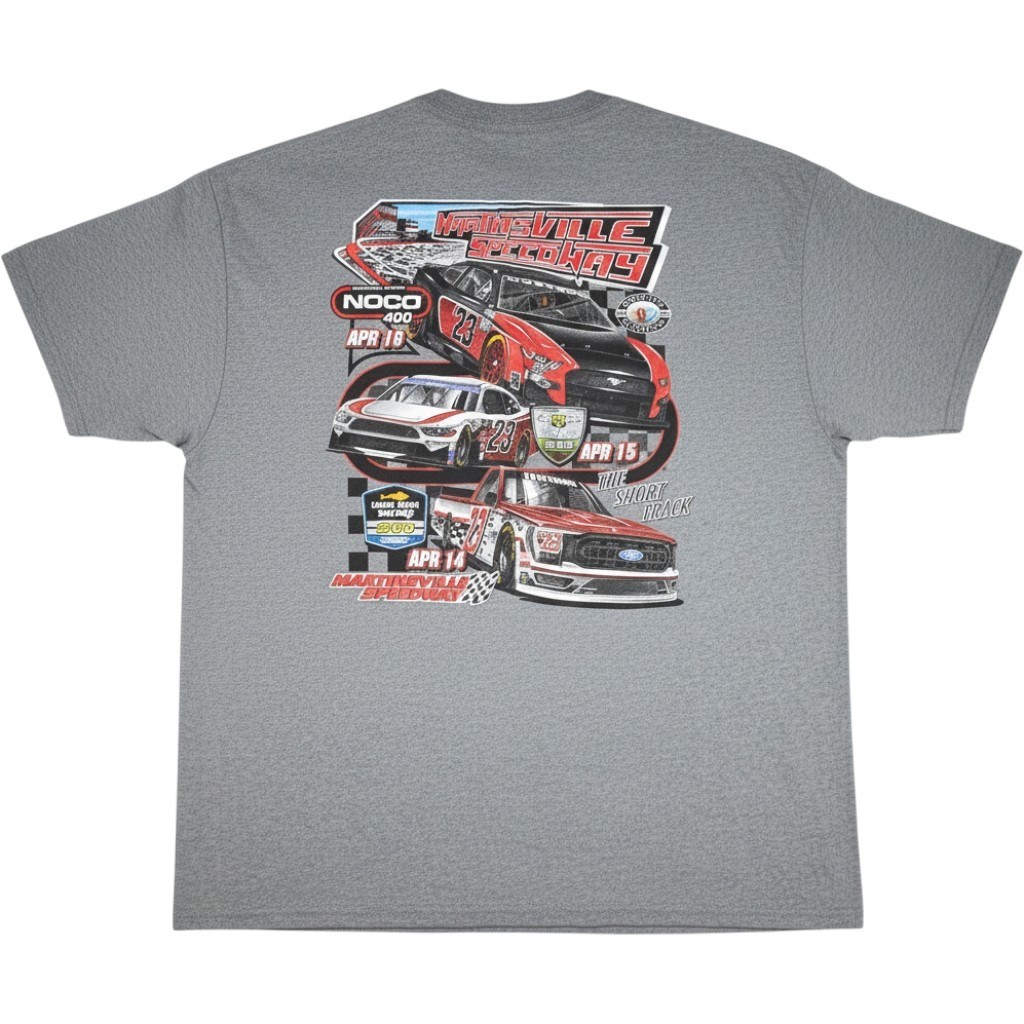 NASCAR Martinsville Speedway T-Shirt Mens 2XL Gray Cotton Blend Racing Fan Tee