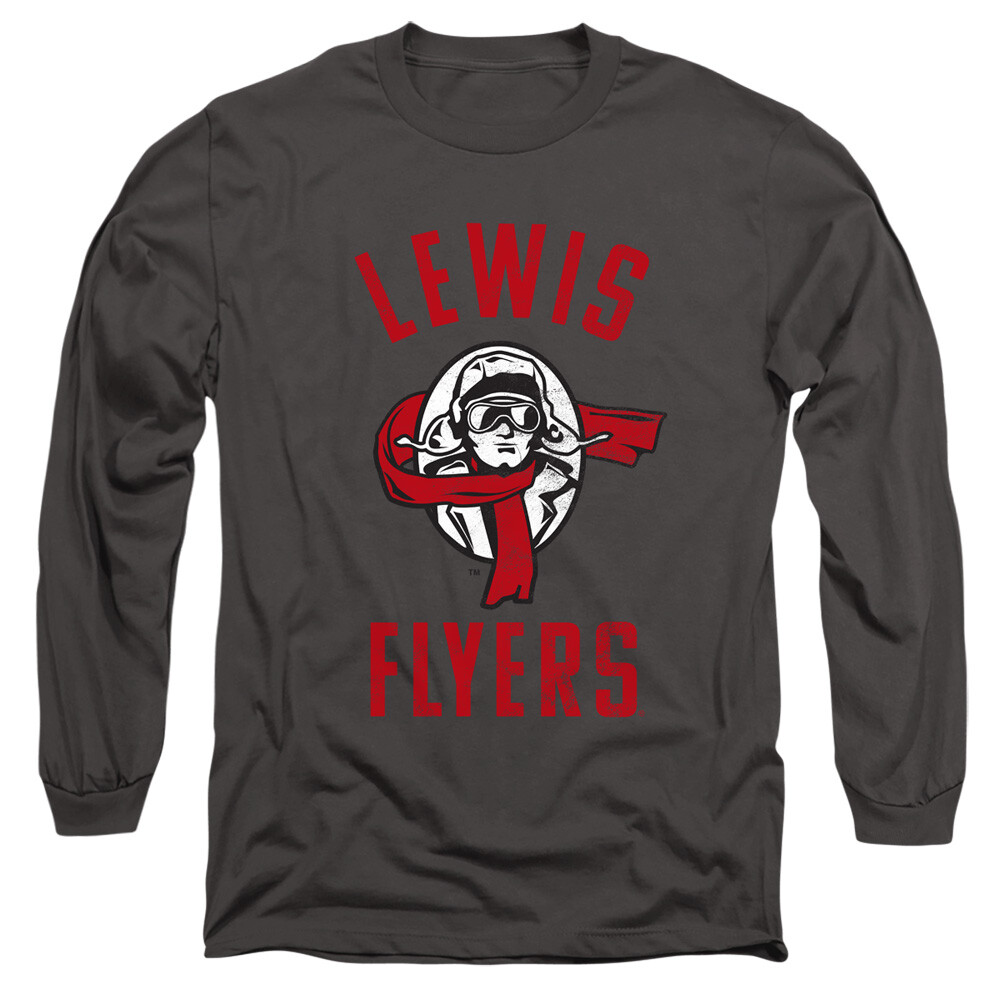 Lewis University Adult Long Sleeve T-Shirt Flyers Logo, Charcoal, S-3XL