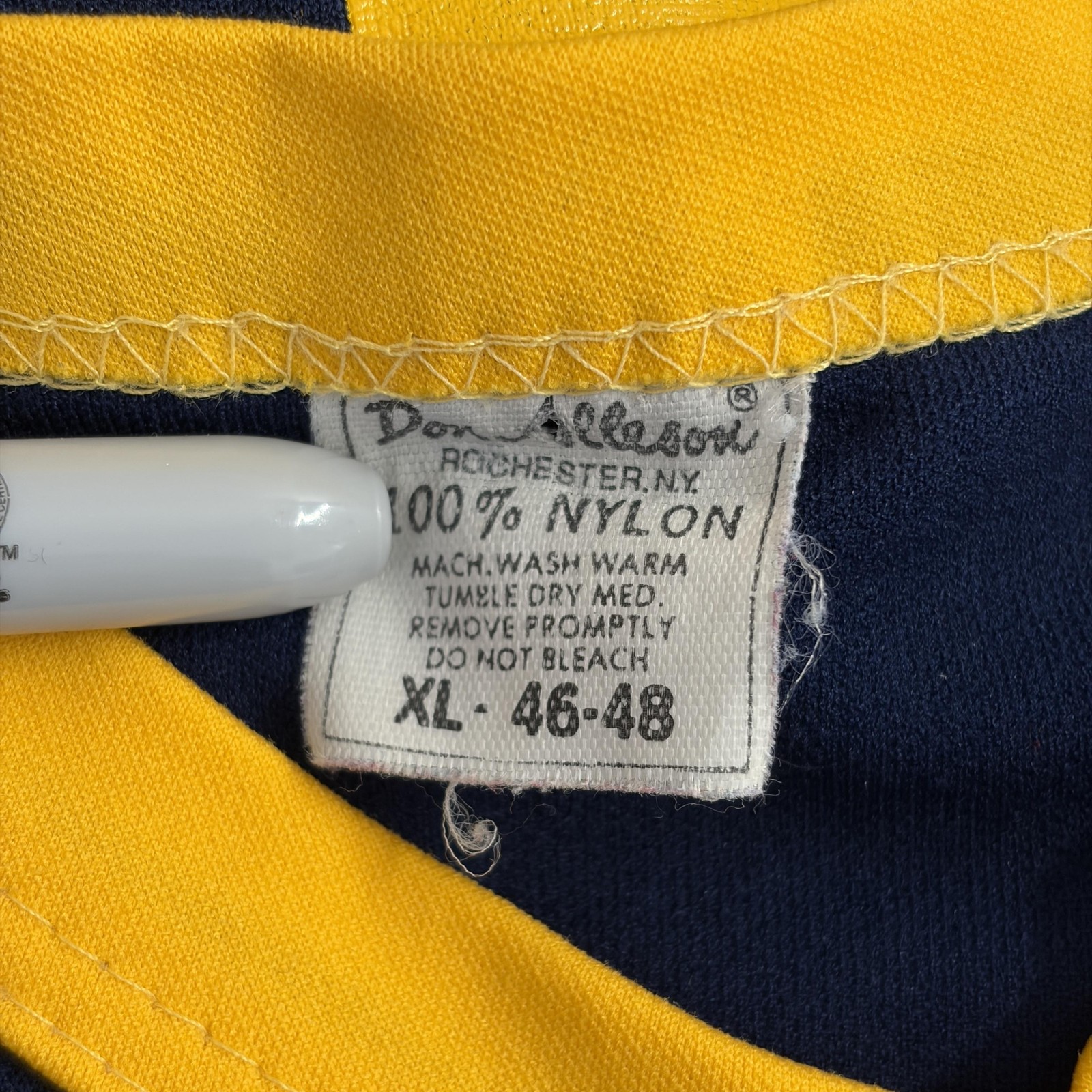 Vintage Don Alleson Hunters Creek Church Shirt Mens XL Blue Jersey 20 V Neck