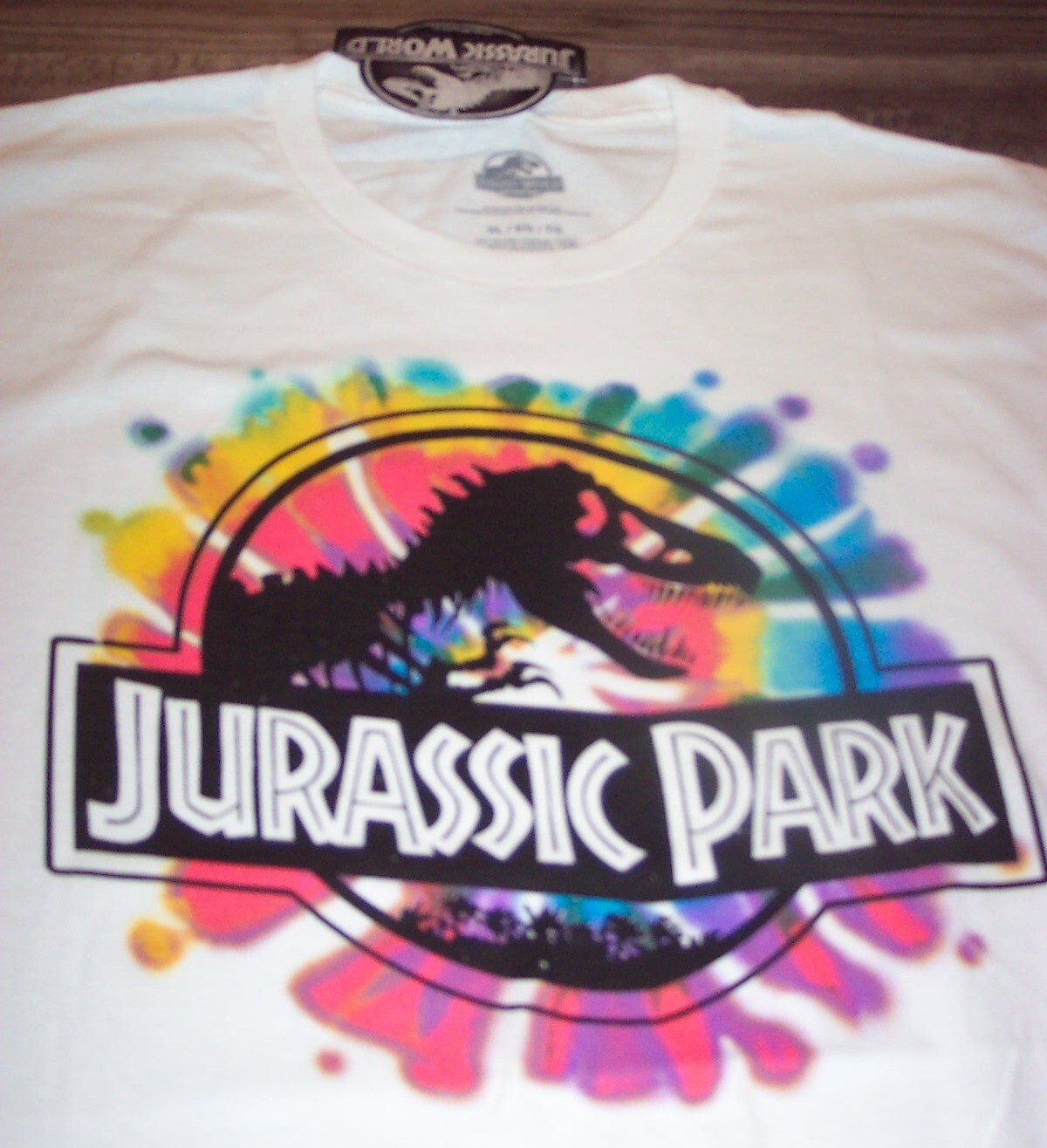 VINTAGE STYLE JURASSIC PARK Tie-Dye T-Shirt Dinosaur MENS XL NEW w/ TAG