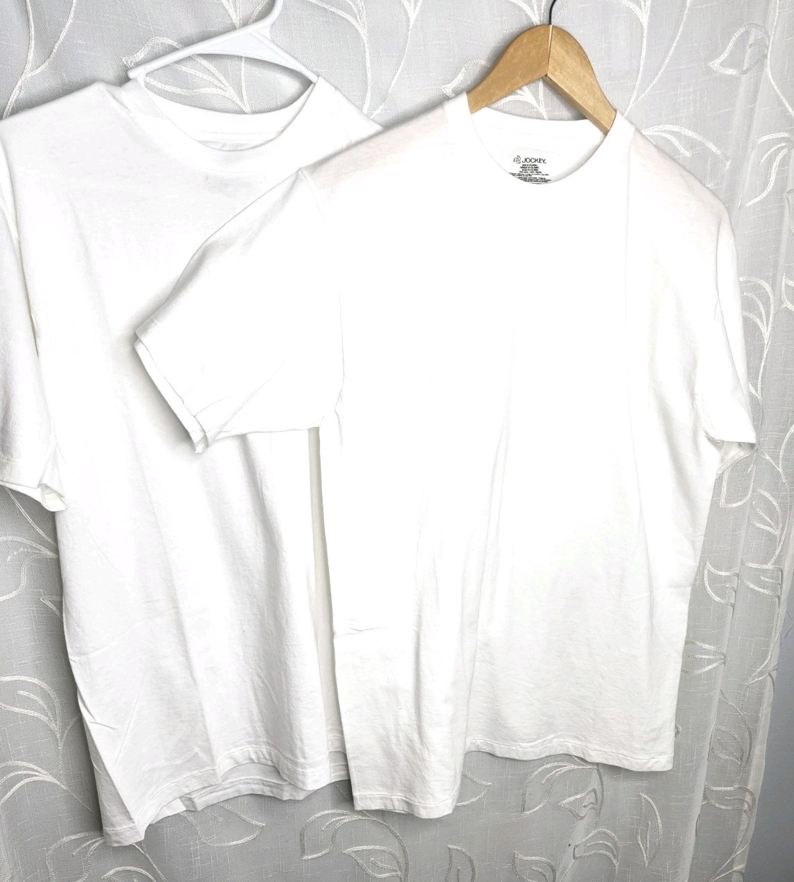 Vintage Jockey Plain White Tee Shirt Men Large Single Stitch set of 2