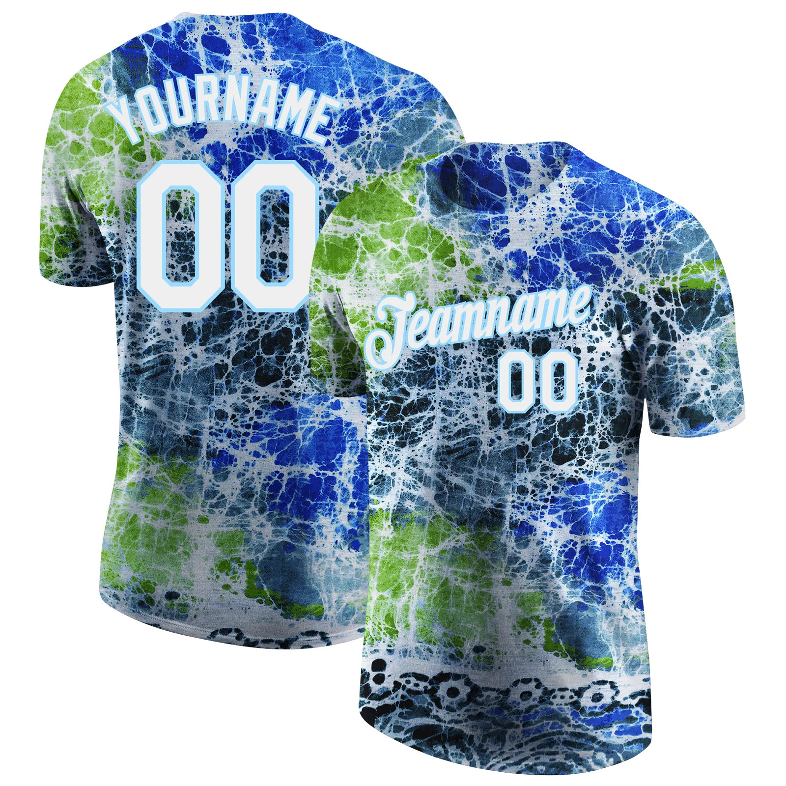 Custom Tie Dye White Light Blue Performance T-Shirt Personalized Gift for Men