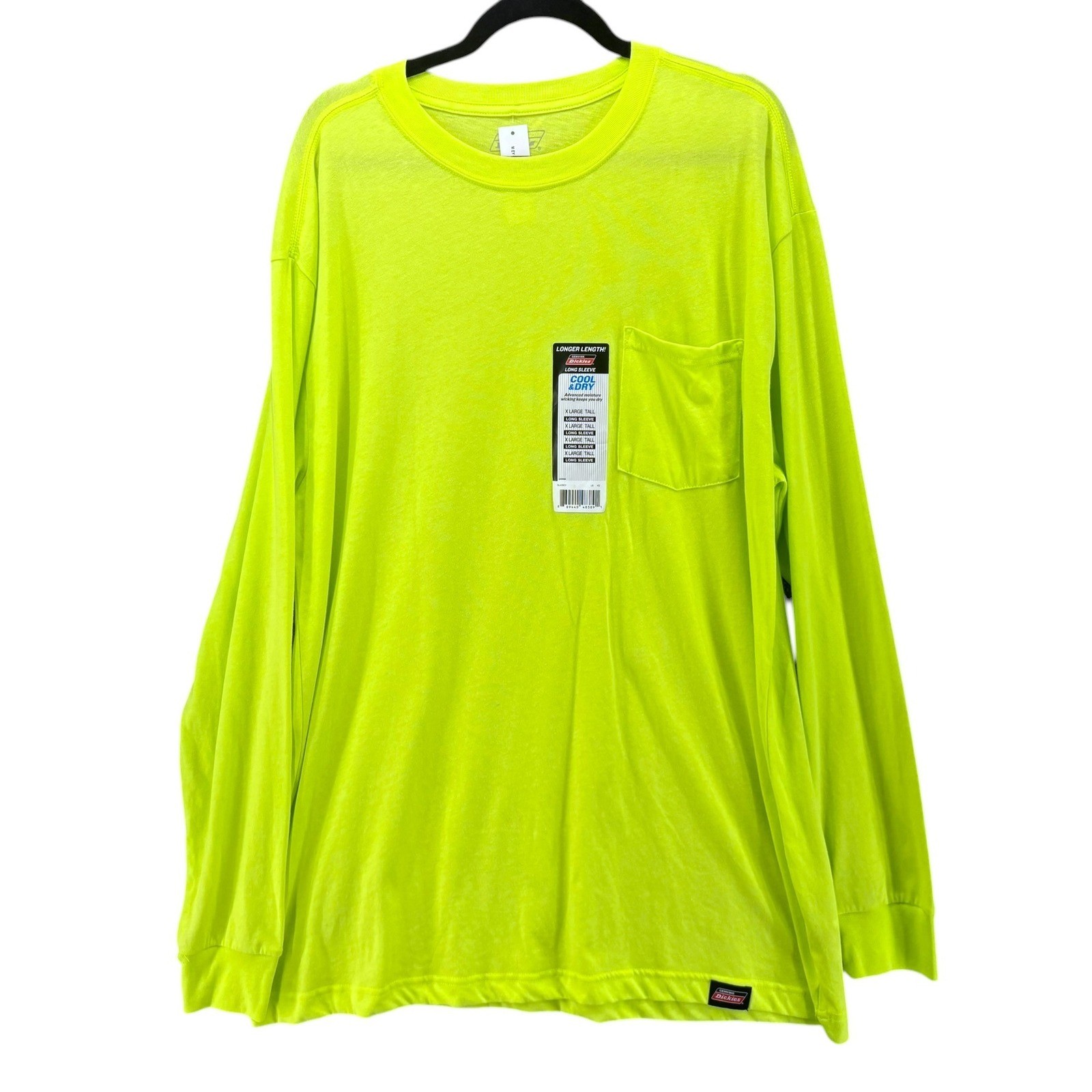 Dickies Mens Neon Work Shirt XLT Traffic Neon Cooling Durable Outdoor Safety