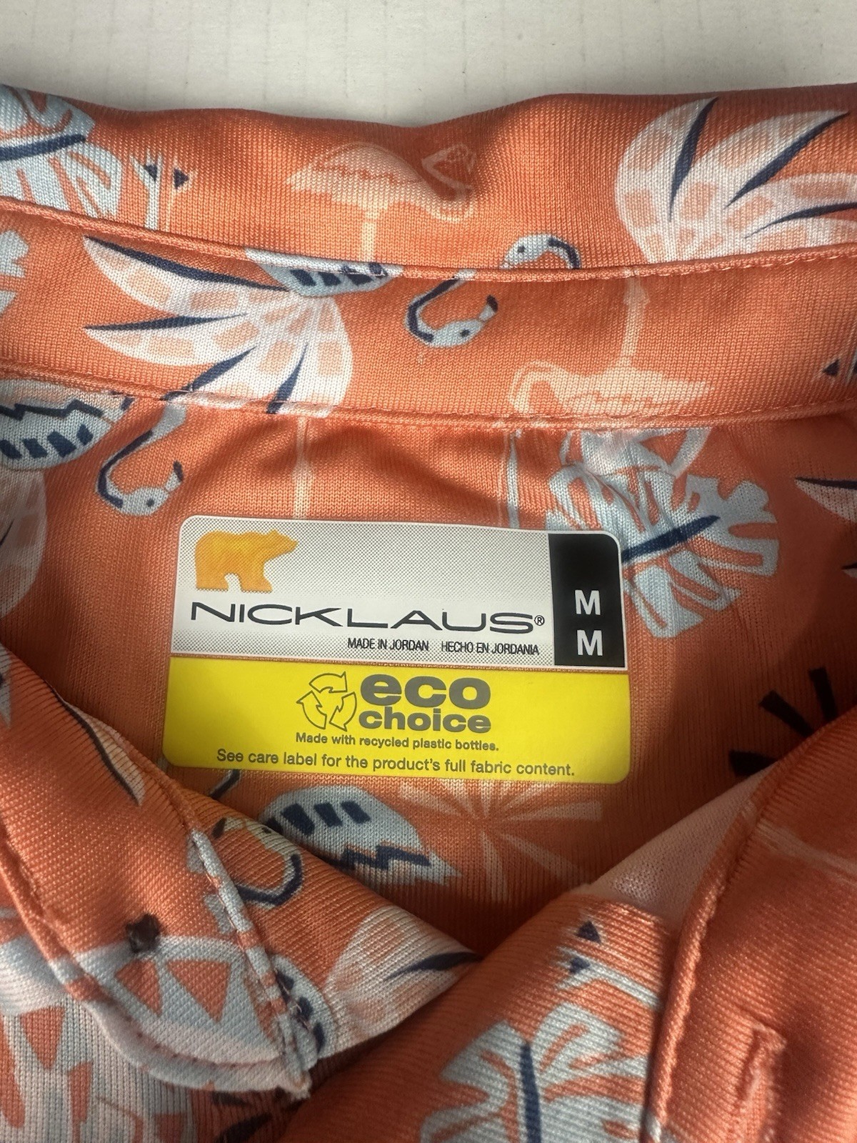 Jack Nicklaus Polo Shirt Men&rsquo;s Orange Flamingo Short Sleeve Size M