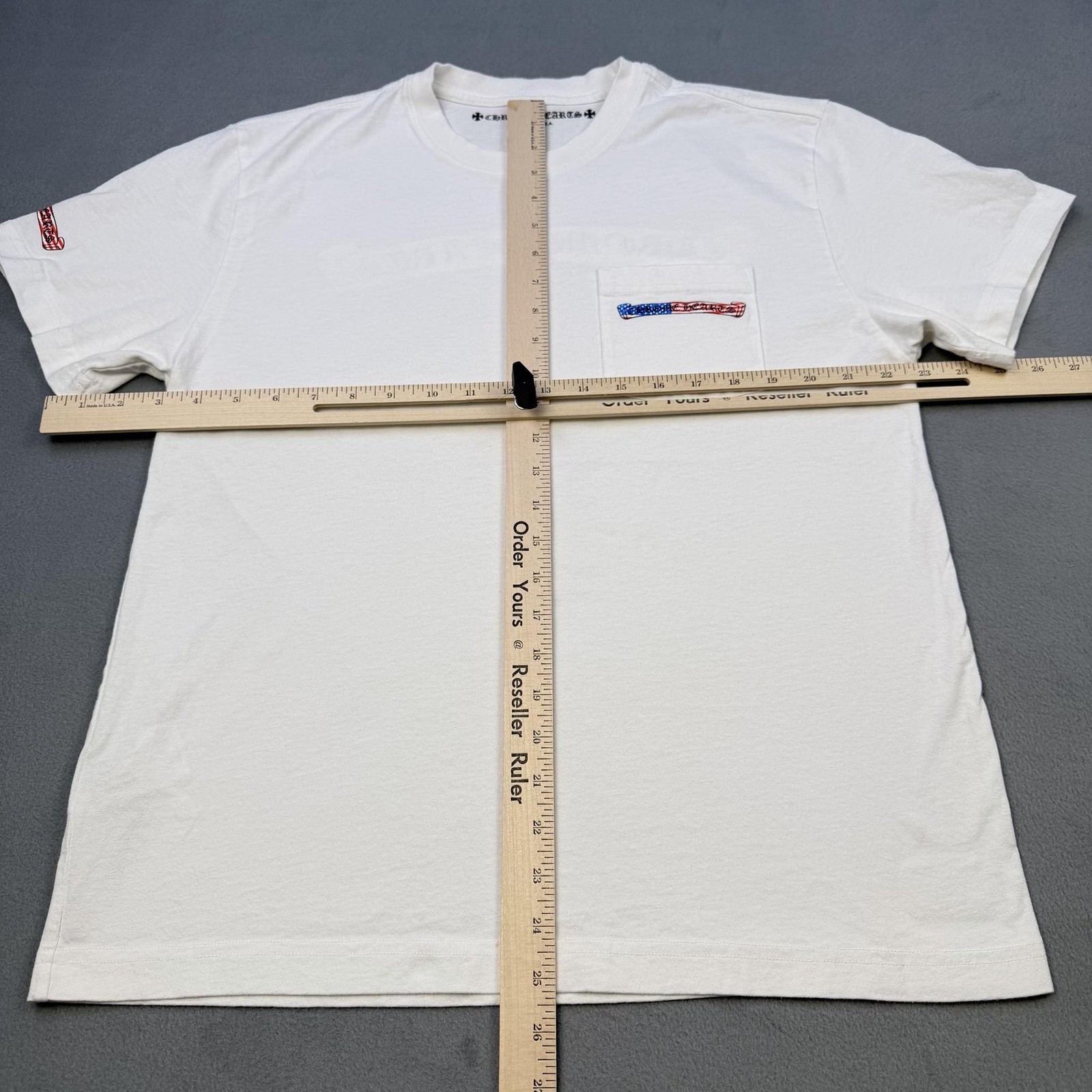 Chrome Hearts Shirt Mens Large White Matty Boy American Flag Pocket Patriotic