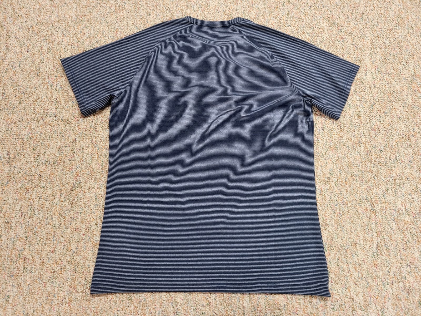 01 Algo Shirt Mens Medium Blue Striped Henley Short Sleeve Quick Dry Wicking UV
