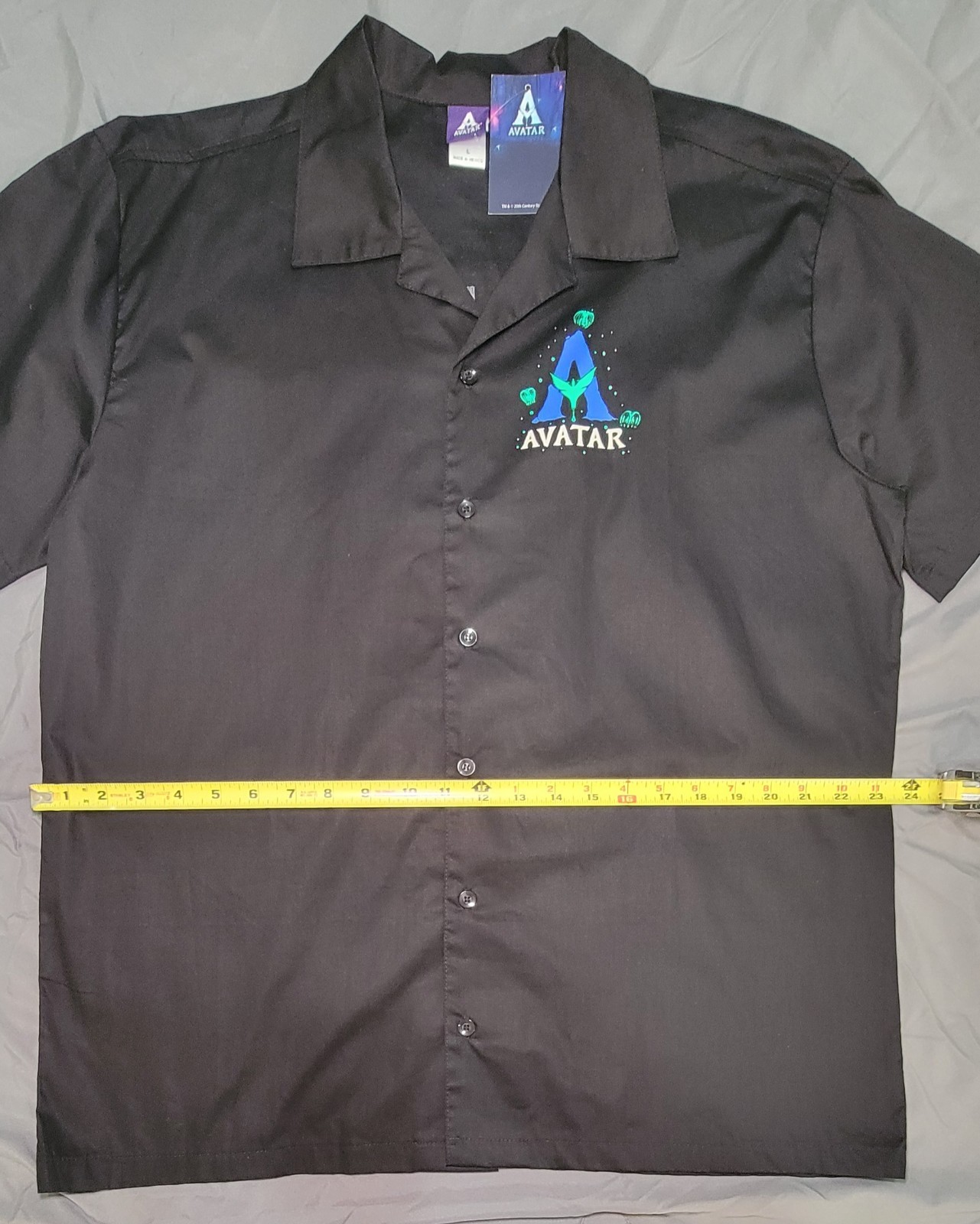Avatar Pandora Camp Shirt Men Large Black Button Front Disney World Animal…