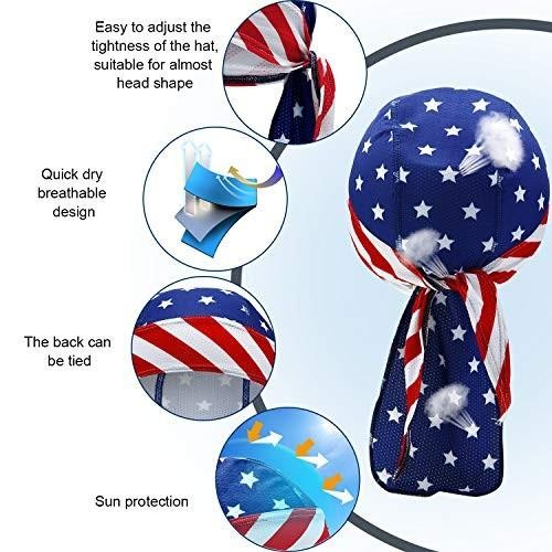 3 Pcs Do Rags Dew Rag Skull Caps for Men Bandana Beanie Hats Pirate Hats Cycling
