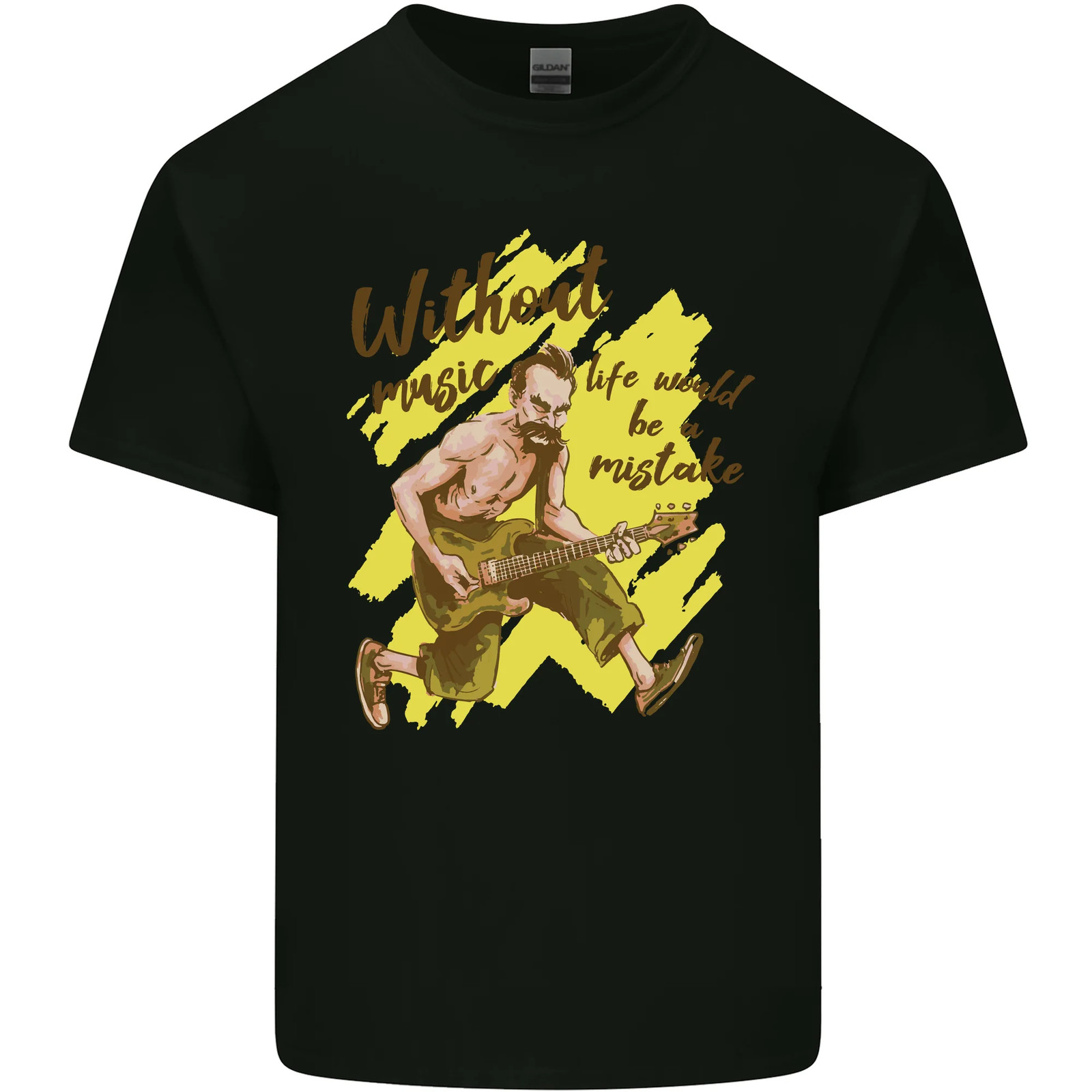 Without Music Life Would Be a Mistake Guitar Mens Cotton T-Shirt Tee Top