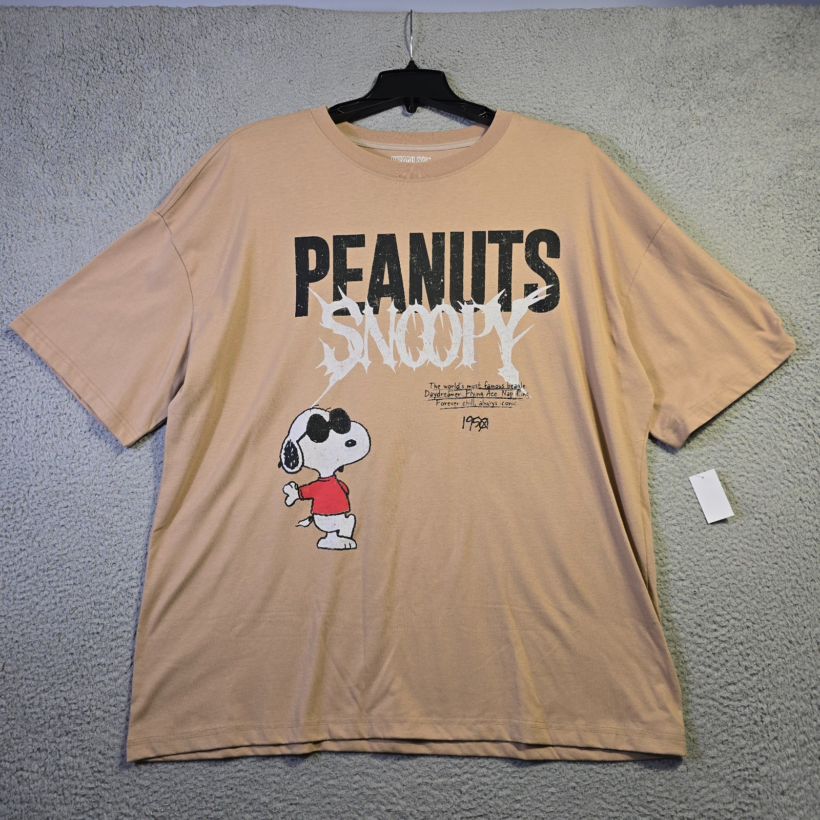 Peanuts® Snoopy Shirt Mens 2XL Brown Distressed Charlie Brown Baggy Street NWT