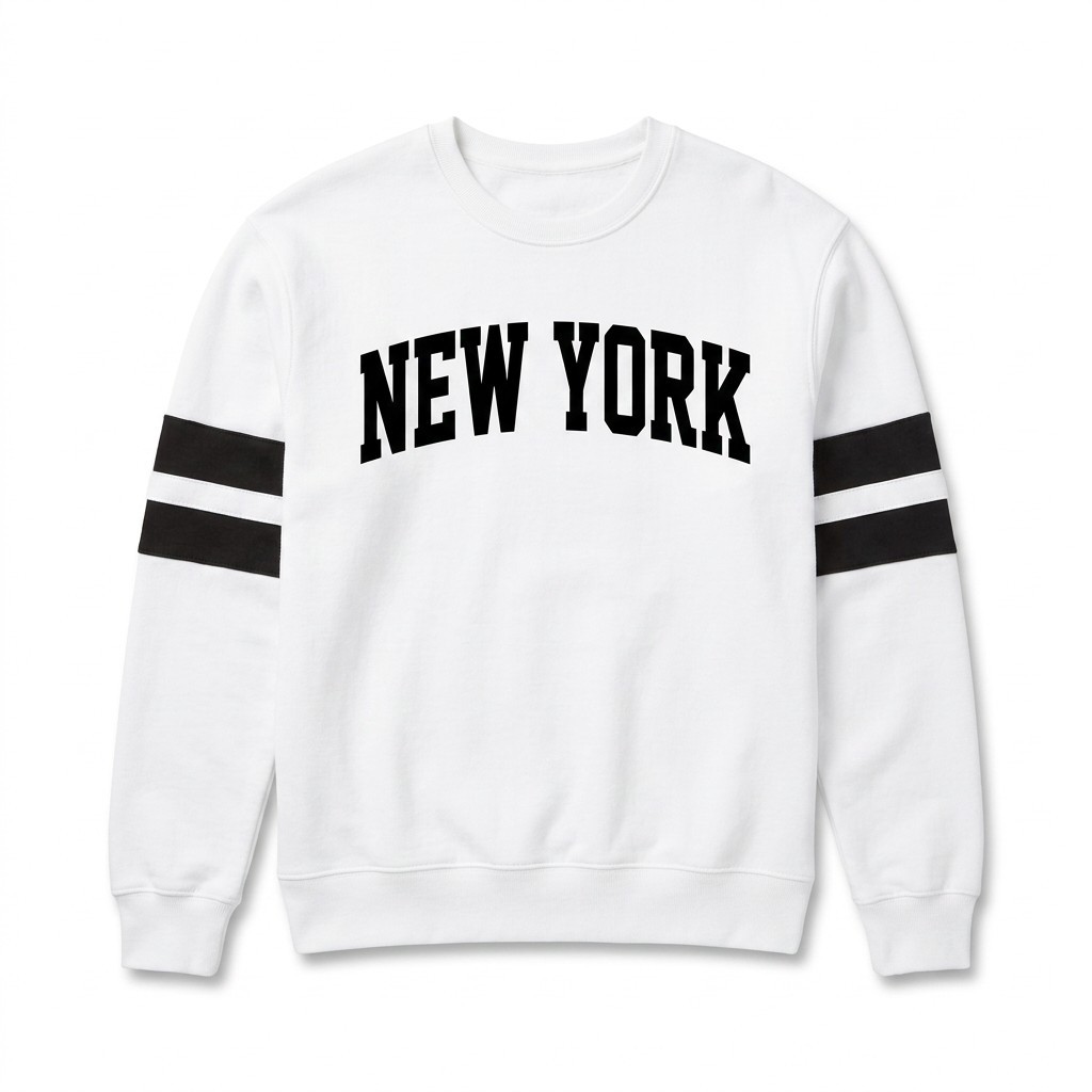 Mens New York Long Sleeve Crew Neck Shirts Varsity Graphic Tee Pullover S-3XL