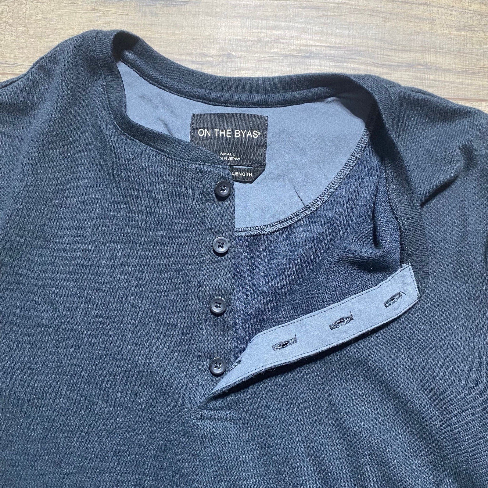 PacSun On the Byas Shirt Mens Long Sleeve Henley Shirt Size Small Longer Length