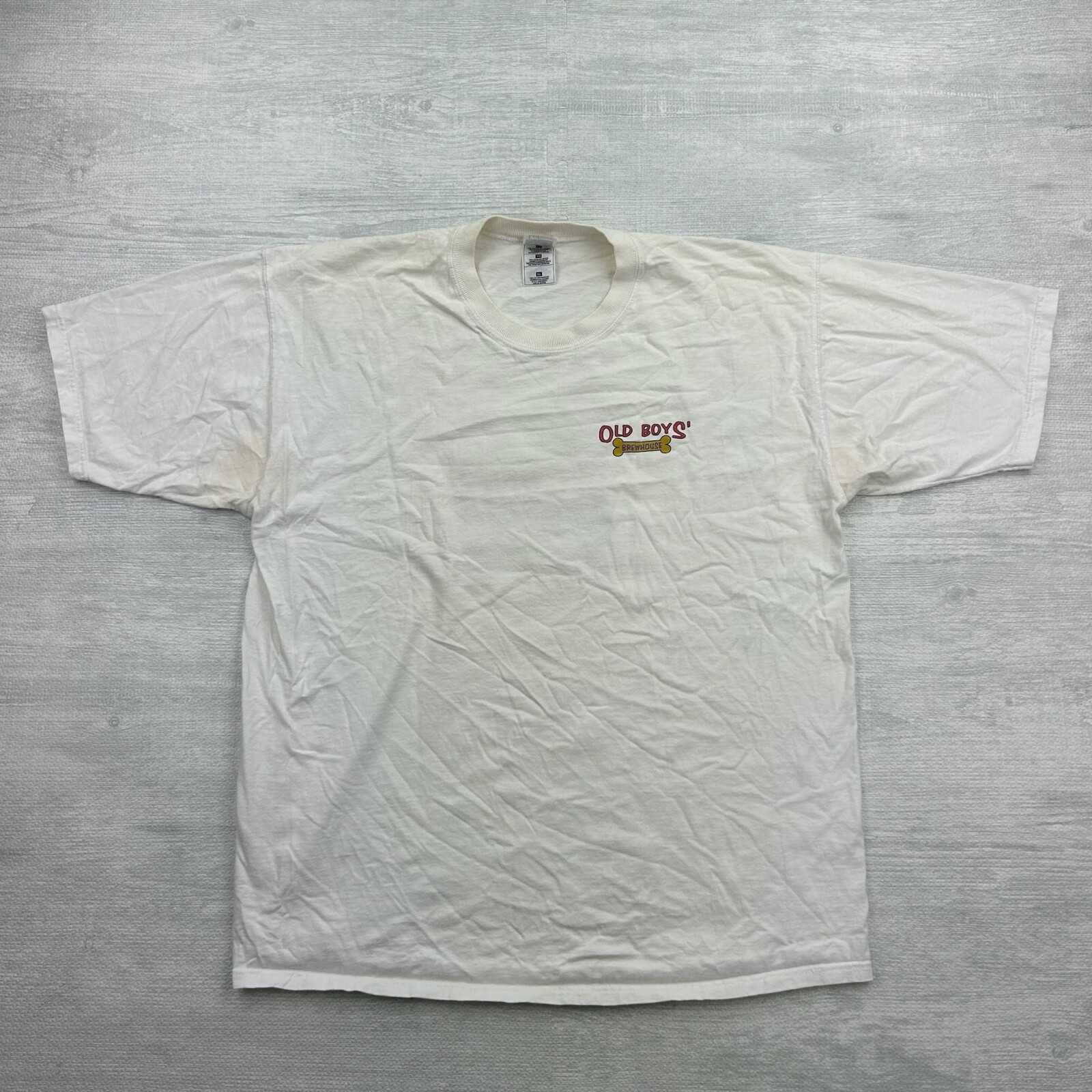 Vintage Old Boys Brewhouse Shirt Adult XL White Brown Ale Beer Alcohol