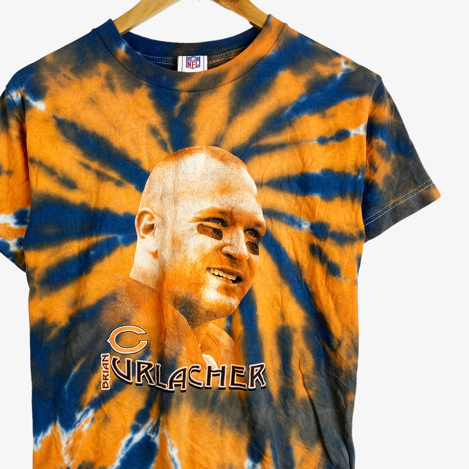 Vintage NFL Tie Dye Bears Urlacher T-Shirt ~ 90s AOP US PRO SPORT XSmall Tee