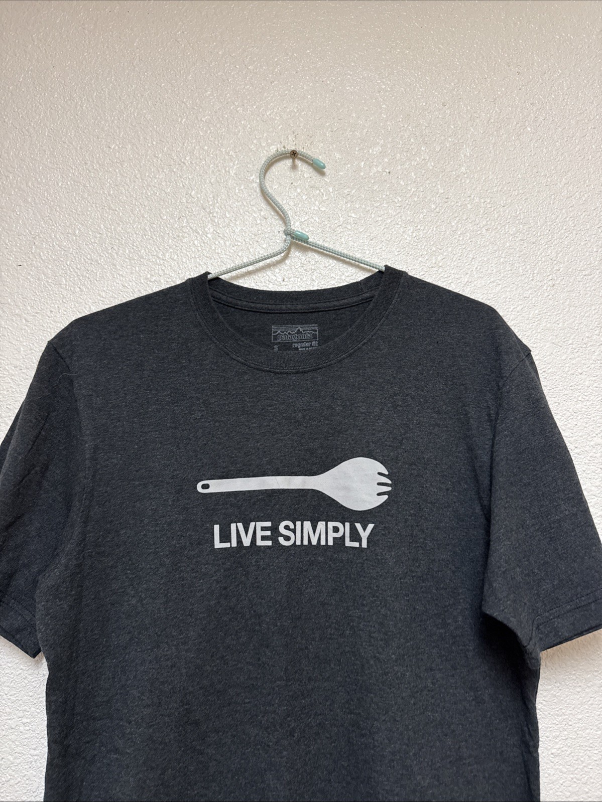 Patagonia Live Simply « Spork » T-shirt Men&rsquo;s Gray Short Sleeve 39046 Sz S