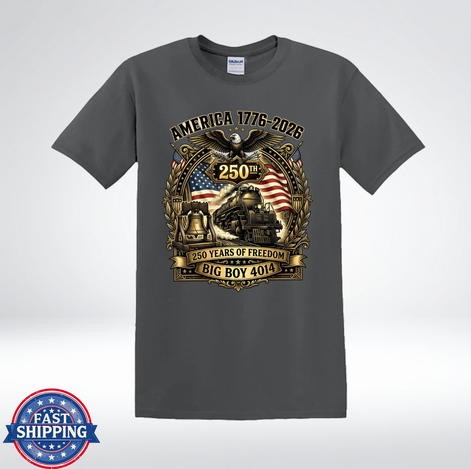 Patriotic Big Boy 4014 Steam Train Graphic T-Shirt