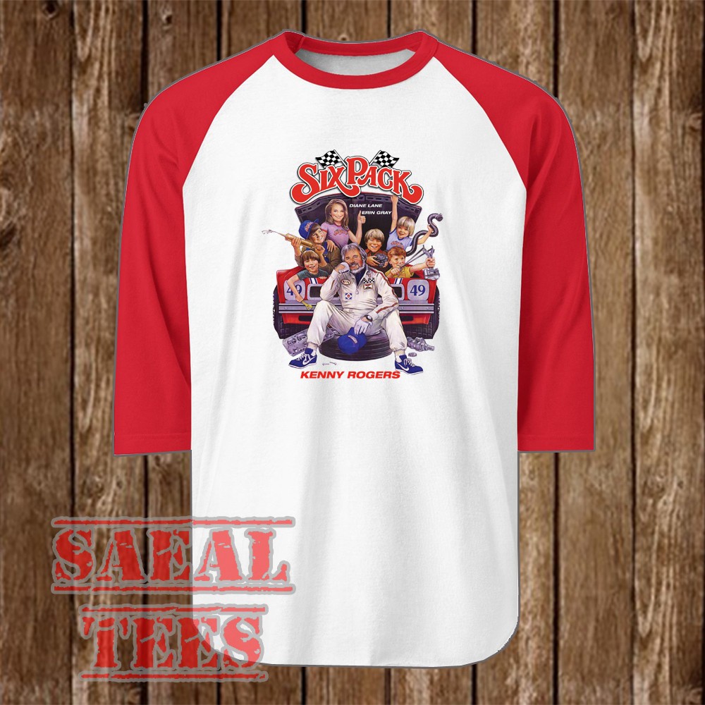Six Pack Movie Kenny Rogers Men&rsquo;s Raglan Red Size S – 2XL