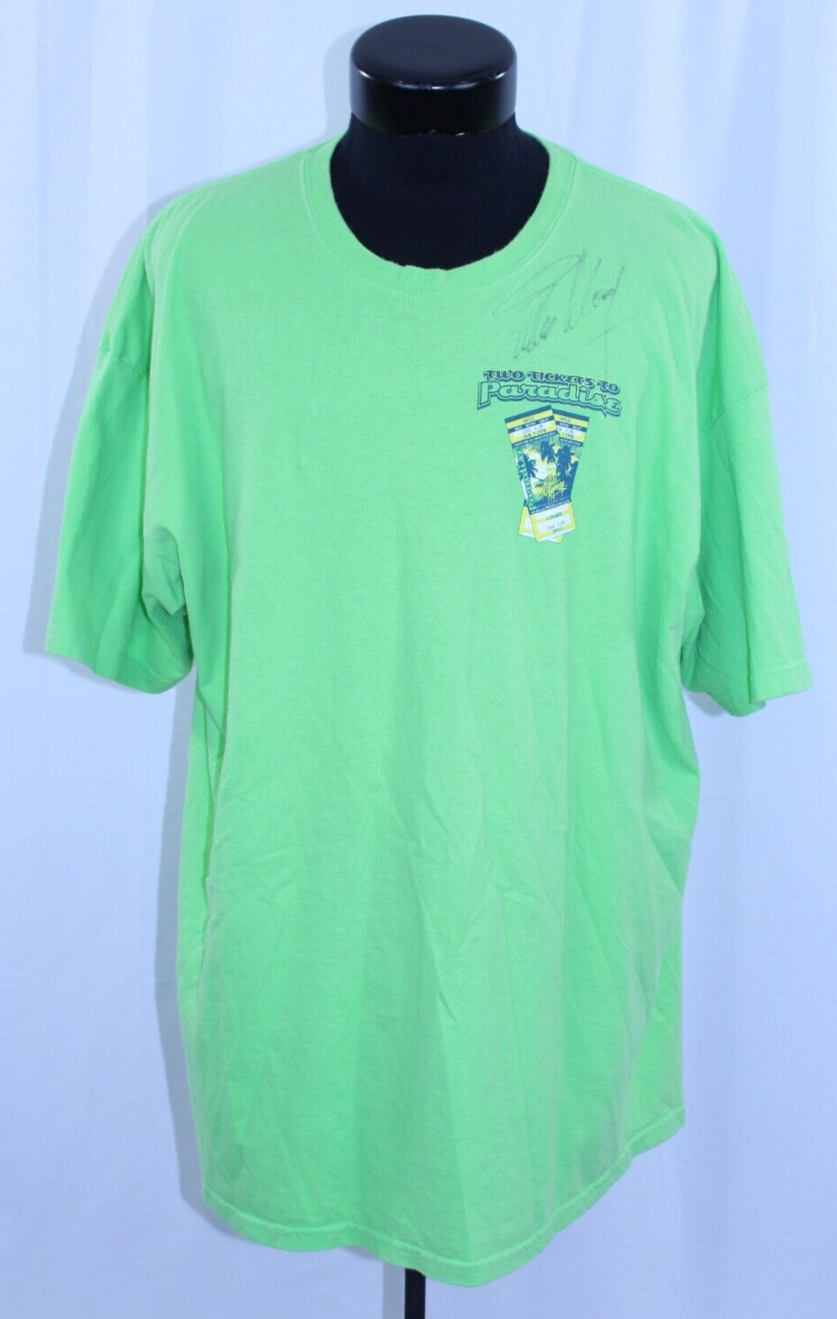 VTG Eddie Money Autograph Tour T-Shirt Tee 2XL Signature Band Auto Paradise Two