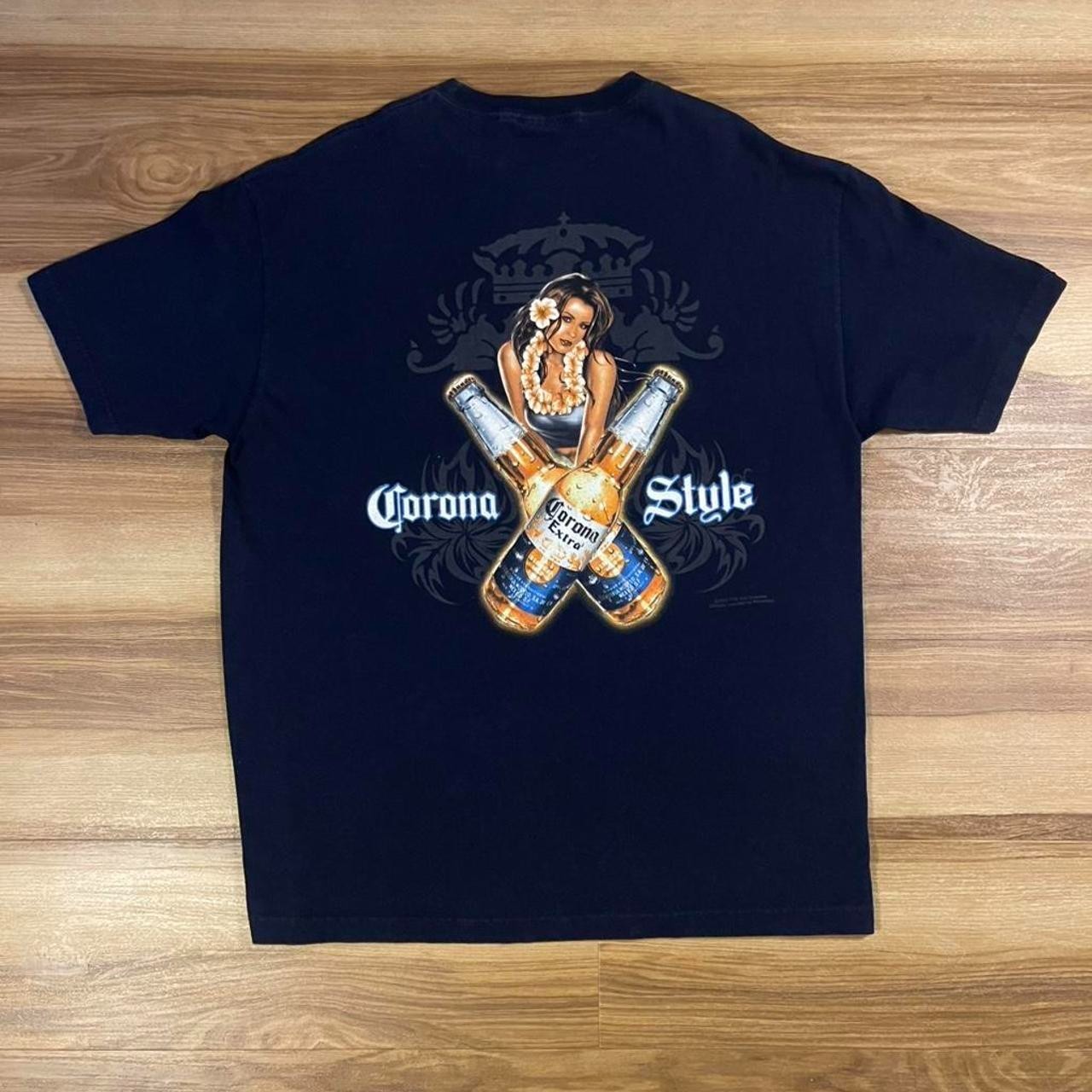 Vintage AAA Corona Extra Beer Blue Corona Style Shirt Mens Size XL