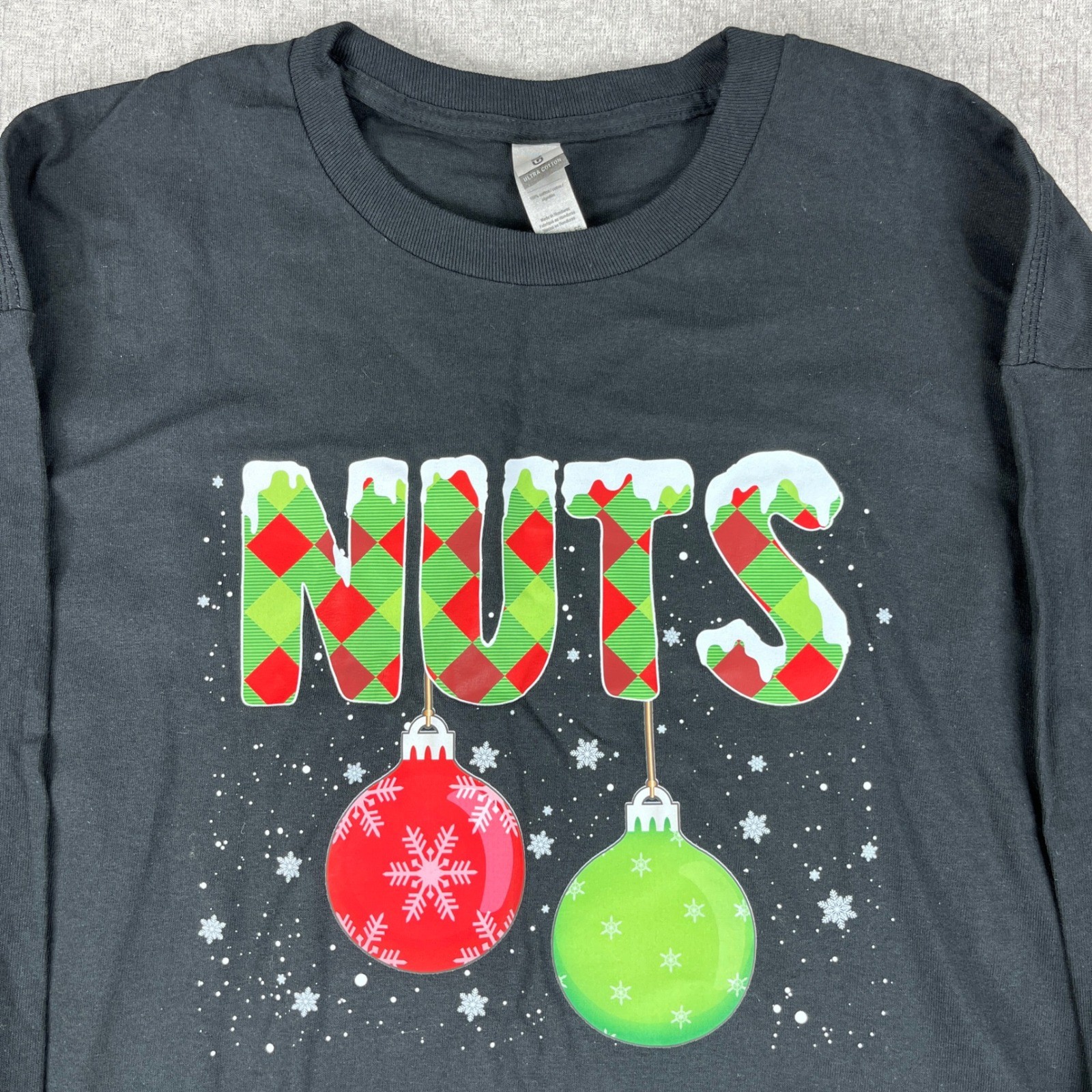 New Gildan NUTS Christmas Graphic Tee Men XL Black Funny Holiday Shirt