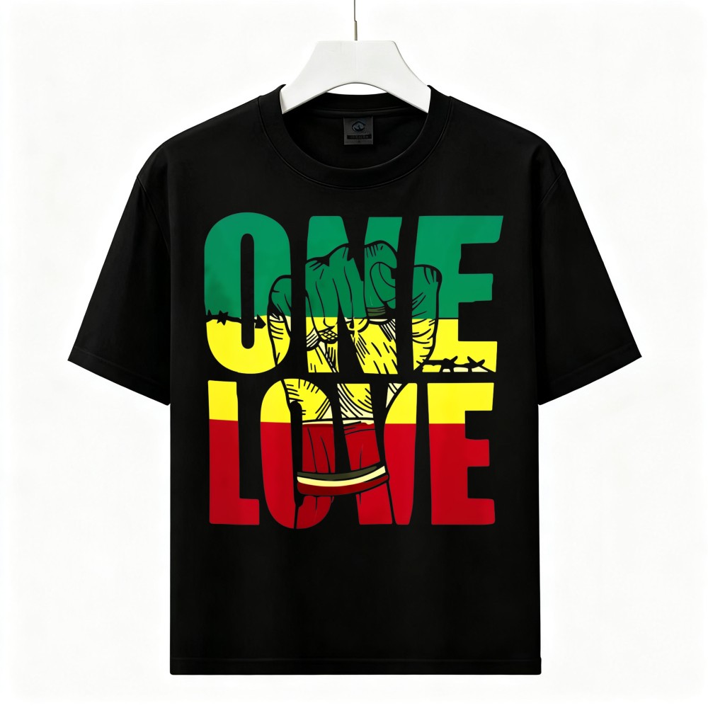 One Love Rasta Lion Graphic Unisex T-Shirt Reggae Jamaican Peace Casual Tee